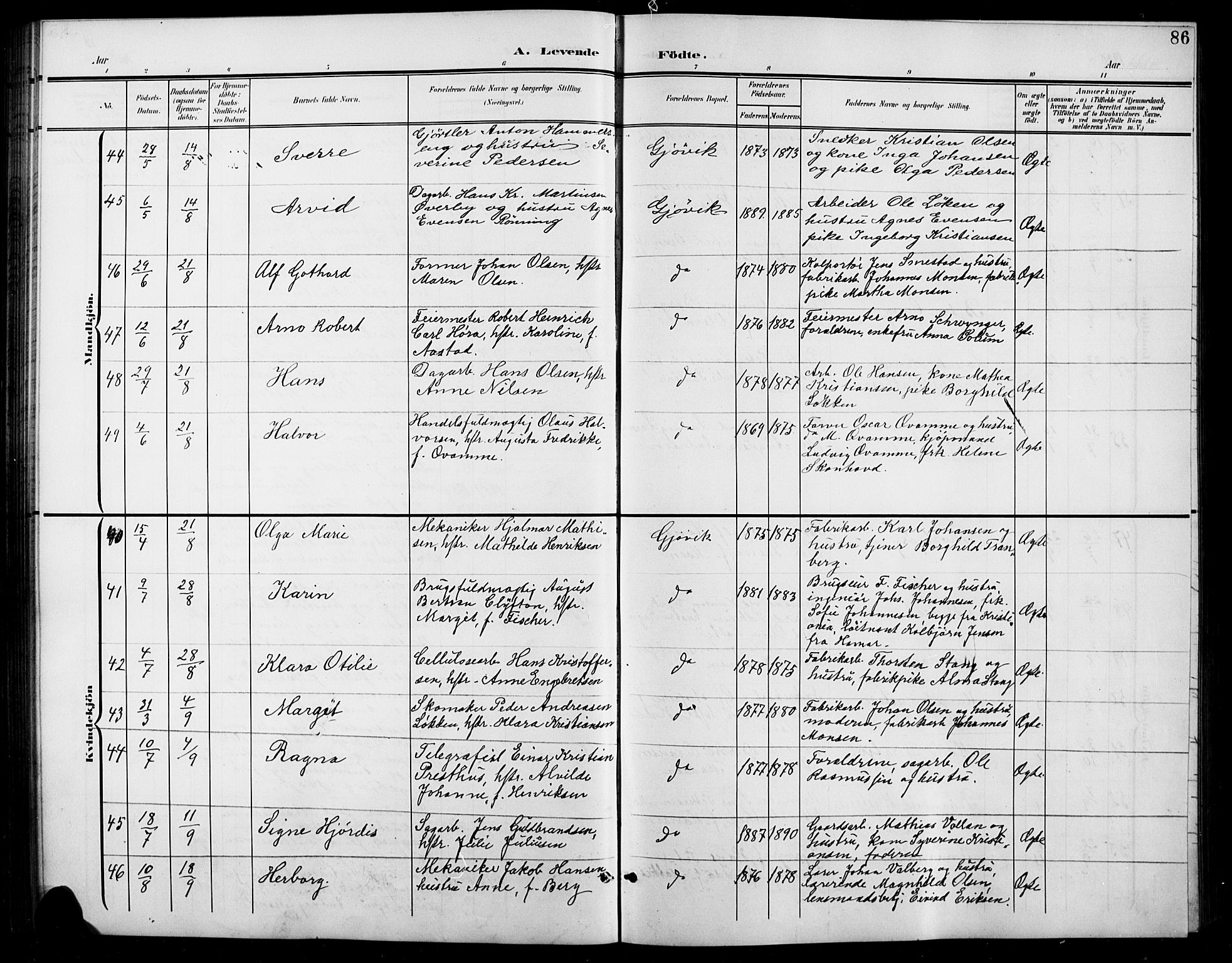 Vardal prestekontor, AV/SAH-PREST-100/H/Ha/Hab/L0012: Parish register (copy) no. 12, 1902-1911, p. 86