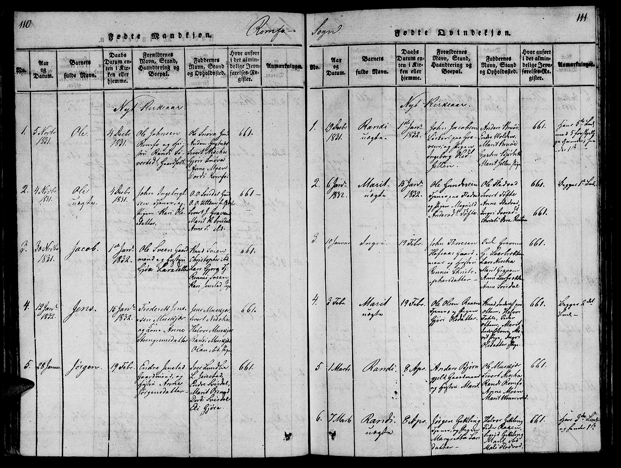 Ministerialprotokoller, klokkerbøker og fødselsregistre - Møre og Romsdal, SAT/A-1454/590/L1010: Parish register (official) no. 590A03 /2, 1820-1832, p. 110-111