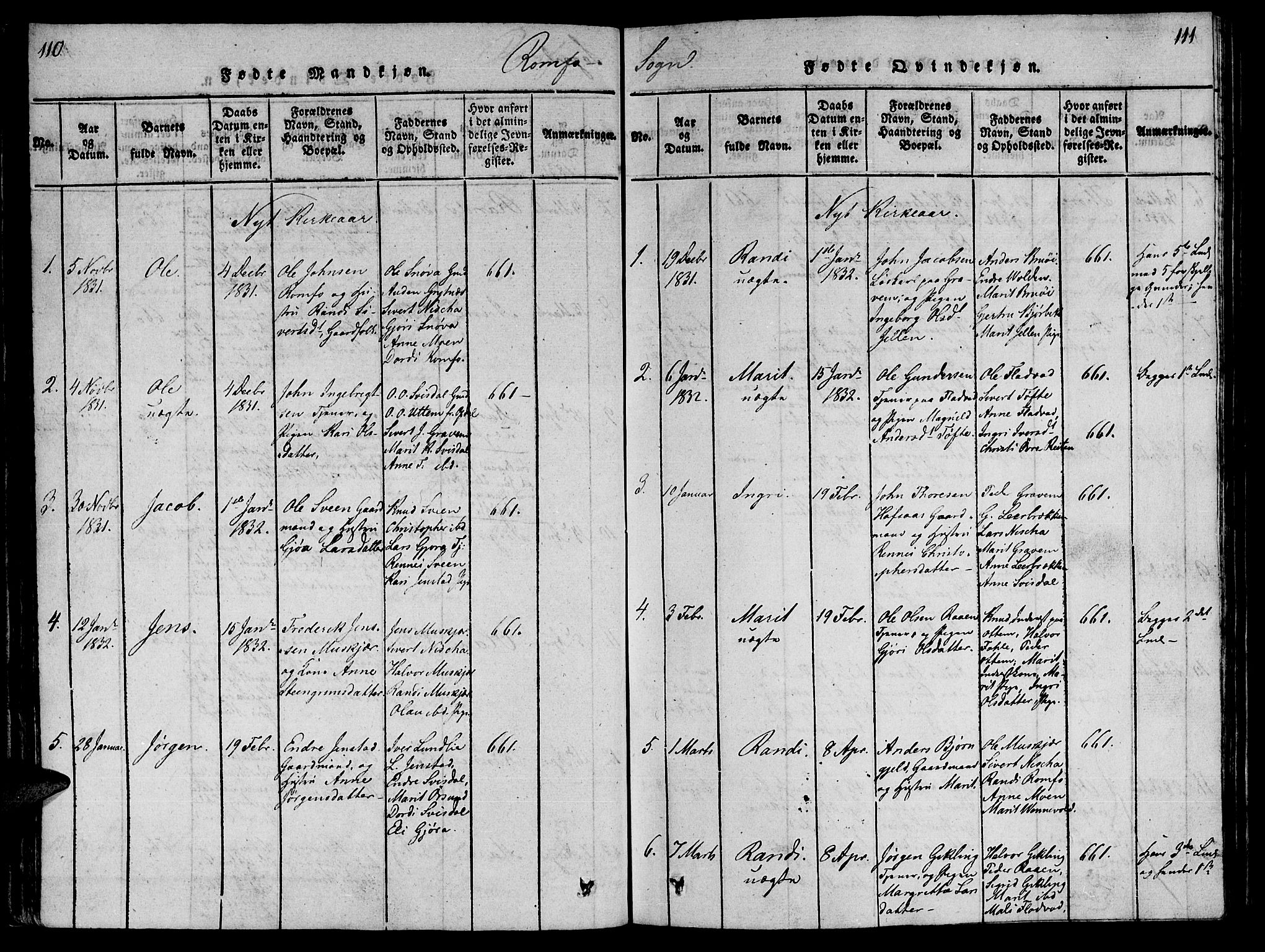 Ministerialprotokoller, klokkerbøker og fødselsregistre - Møre og Romsdal, AV/SAT-A-1454/590/L1010: Parish register (official) no. 590A03 /2, 1820-1832, p. 110-111