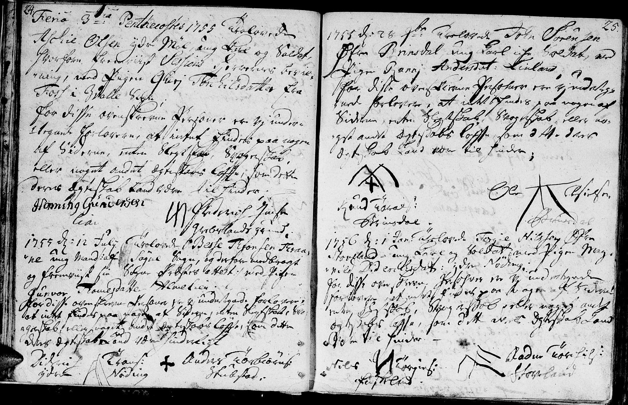 Holum sokneprestkontor, SAK/1111-0022/F/Fa/Faa/L0001: Parish register (official) no. A 1, 1750-1802, p. 24-25