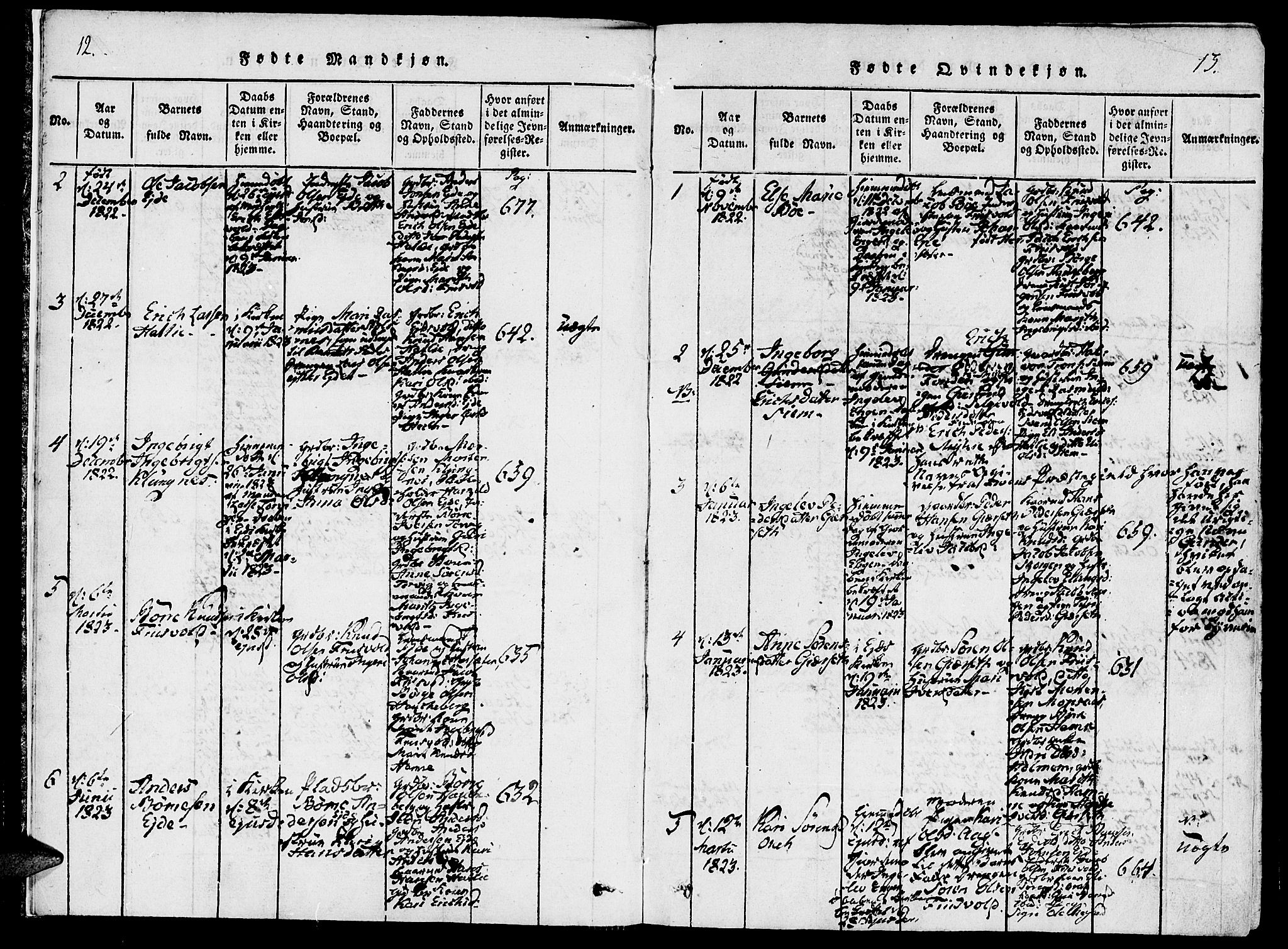 Ministerialprotokoller, klokkerbøker og fødselsregistre - Møre og Romsdal, AV/SAT-A-1454/542/L0551: Parish register (official) no. 542A01, 1818-1853, p. 12-13