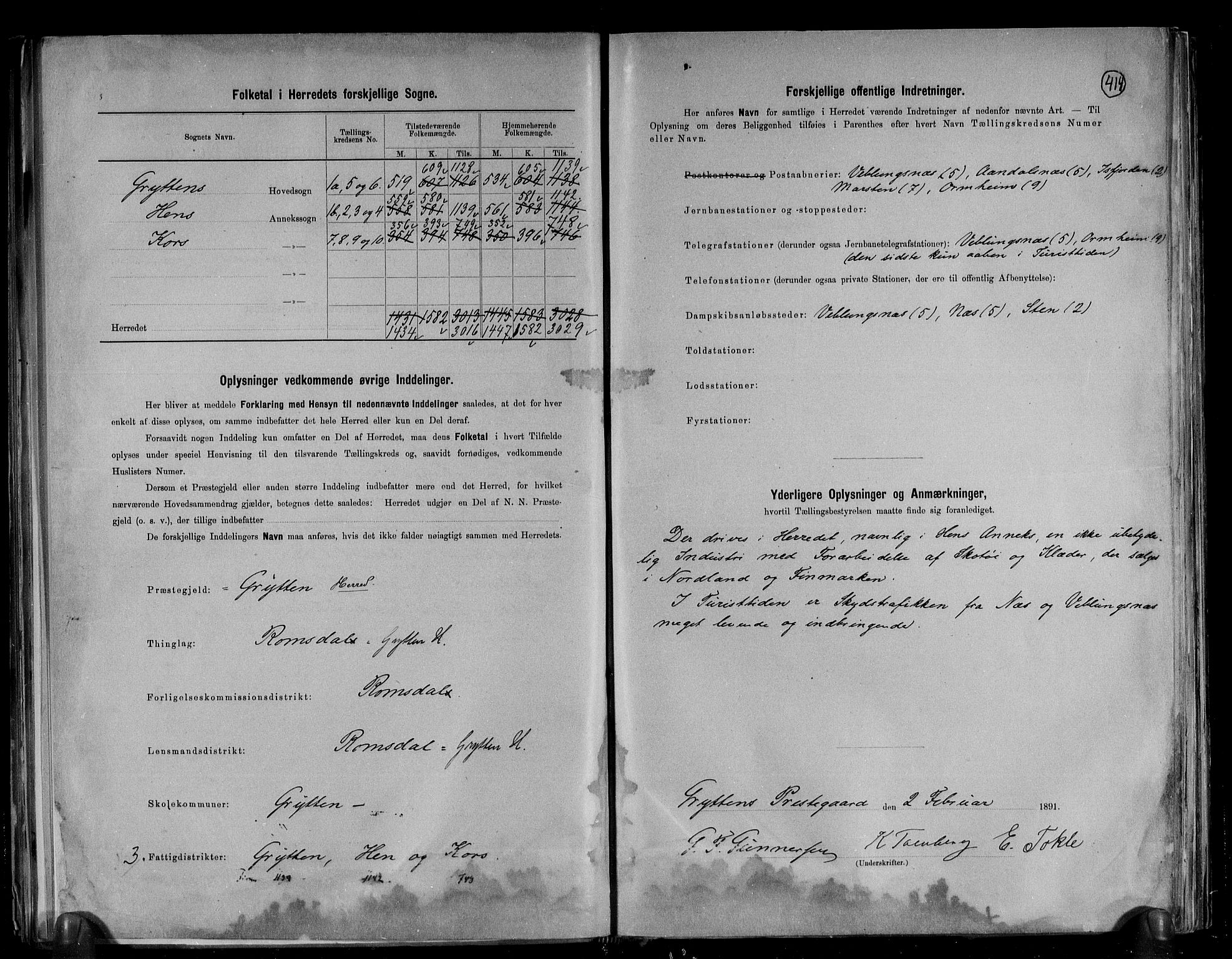 RA, 1891 census for 1539 Grytten, 1891, p. 3