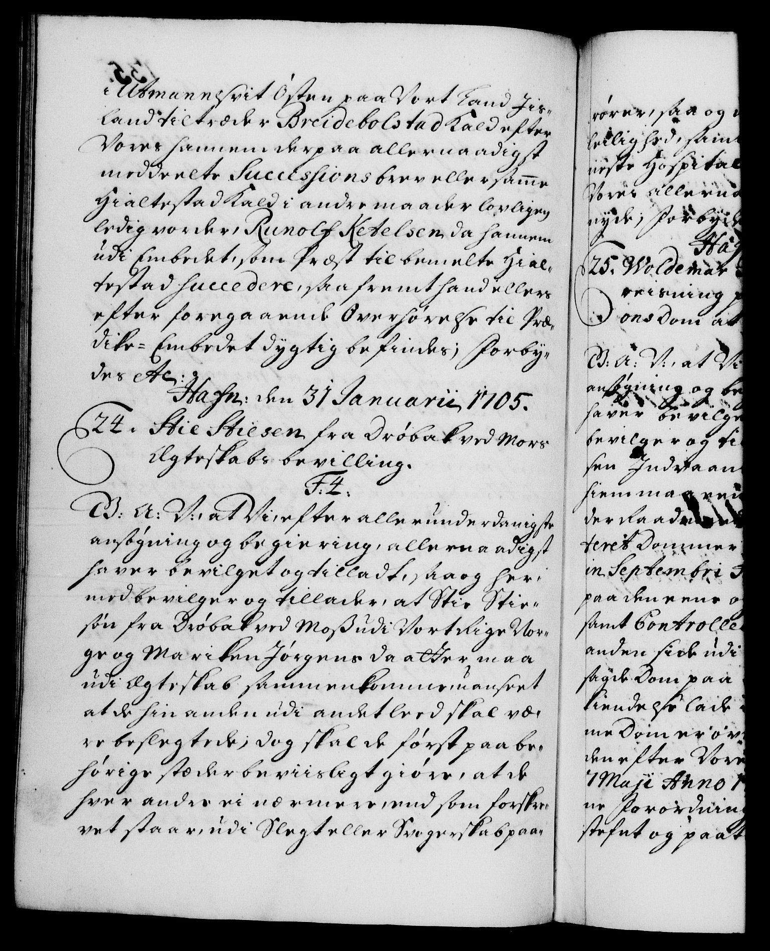 Danske Kanselli 1572-1799, AV/RA-EA-3023/F/Fc/Fca/Fcaa/L0019: Norske registre, 1704-1707, p. 135b