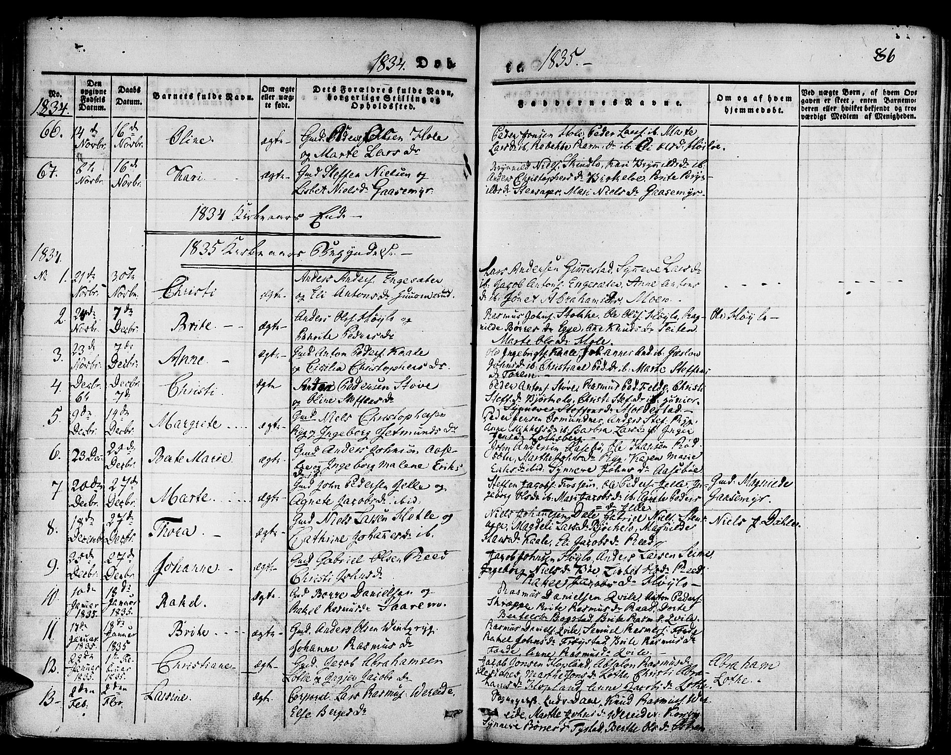 Gloppen sokneprestembete, AV/SAB-A-80101/H/Haa/Haaa/L0007: Parish register (official) no. A 7, 1827-1837, p. 86