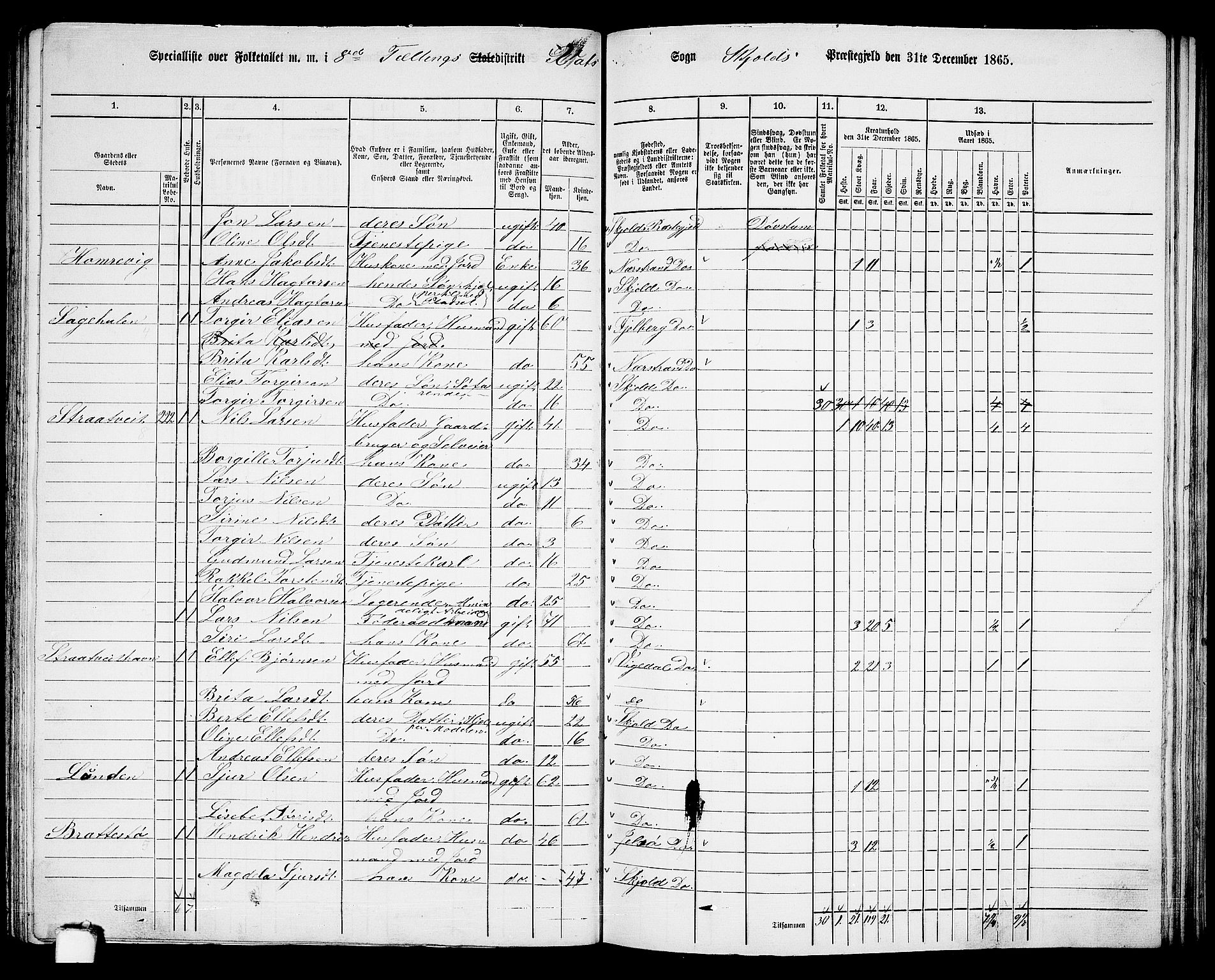 RA, 1865 census for Skjold, 1865, p. 106