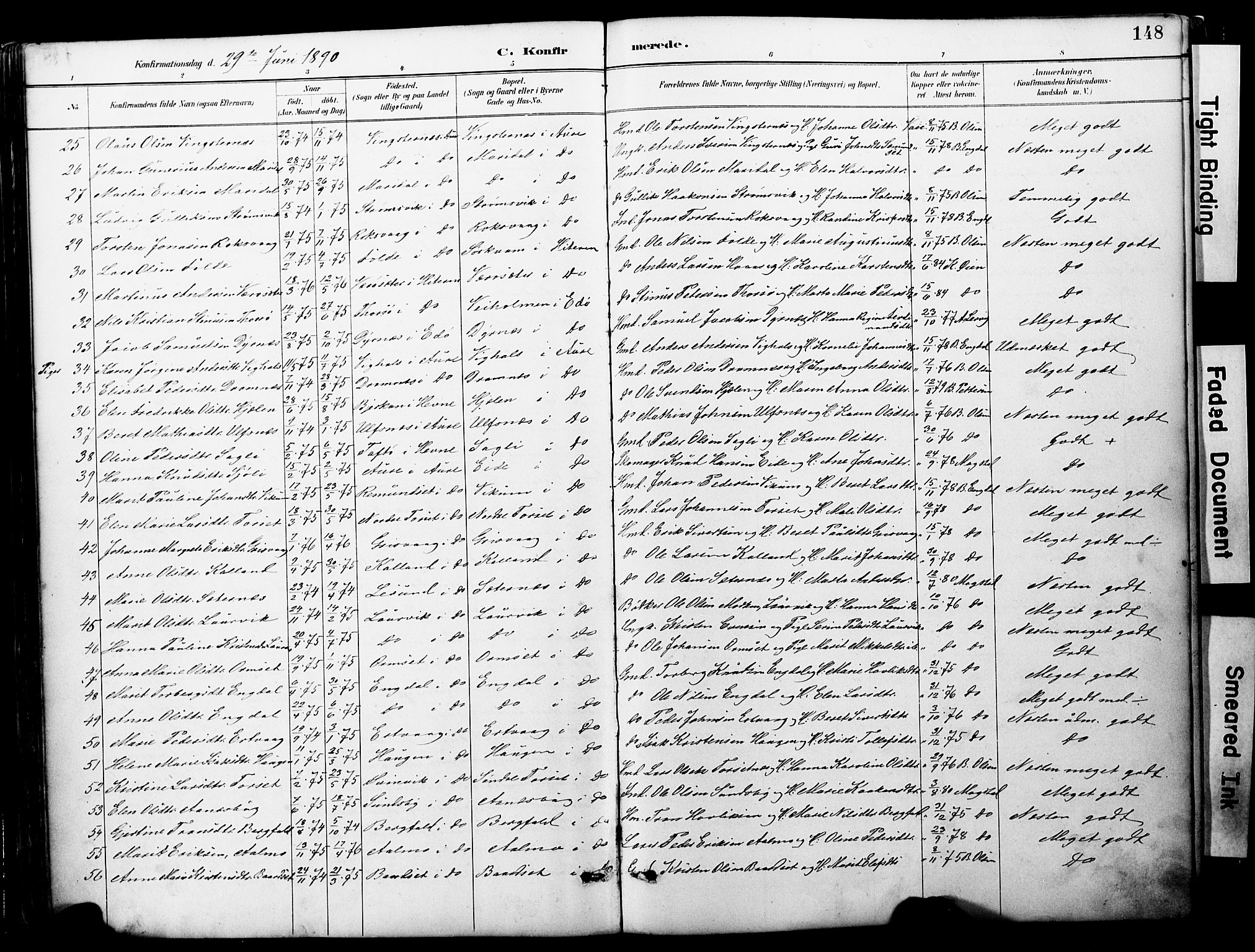 Ministerialprotokoller, klokkerbøker og fødselsregistre - Møre og Romsdal, AV/SAT-A-1454/578/L0907: Parish register (official) no. 578A06, 1887-1904, p. 148