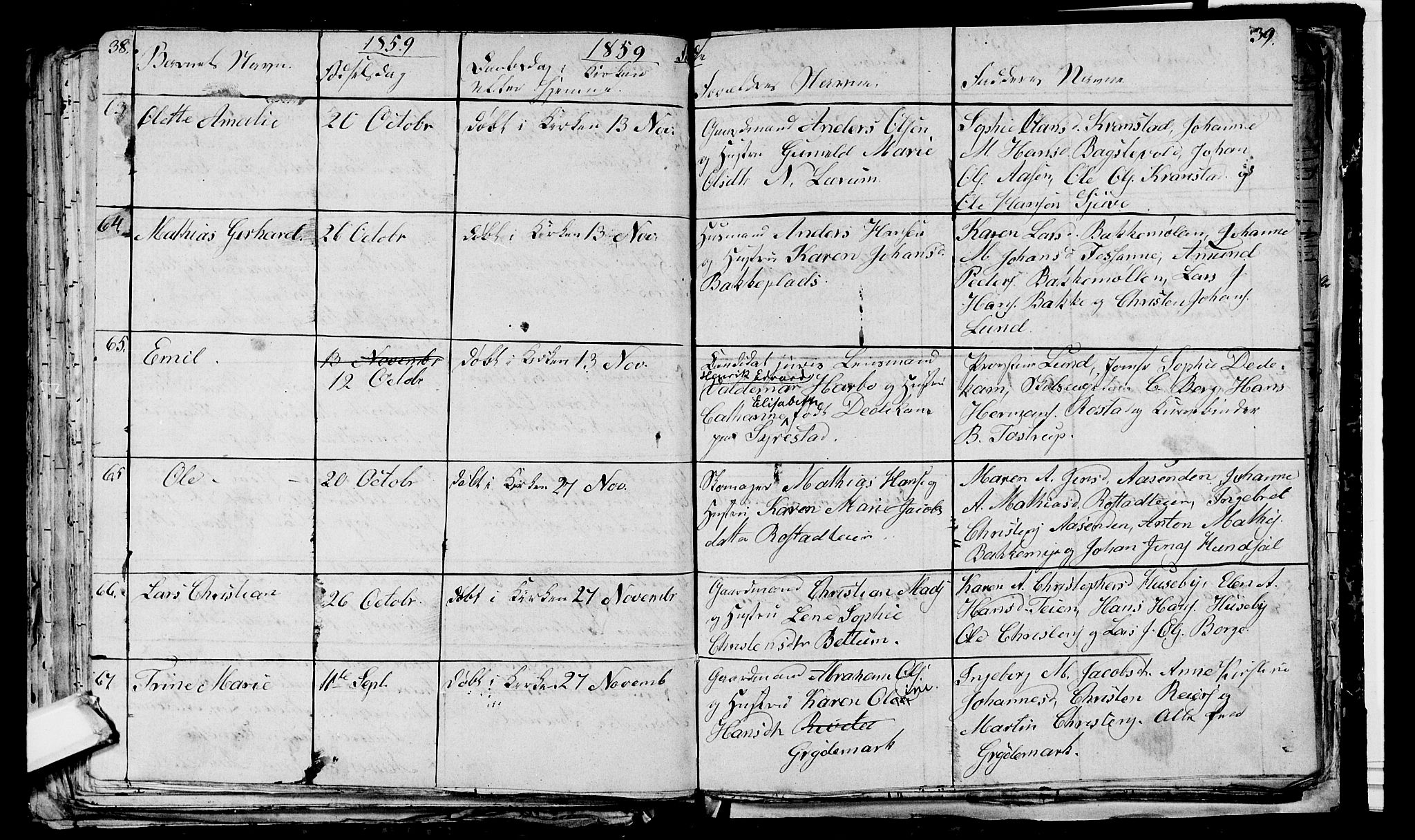 Våle kirkebøker, AV/SAKO-A-334/G/Ga/L0002: Parish register (copy) no. I 2, 1851-1863, p. 38-39