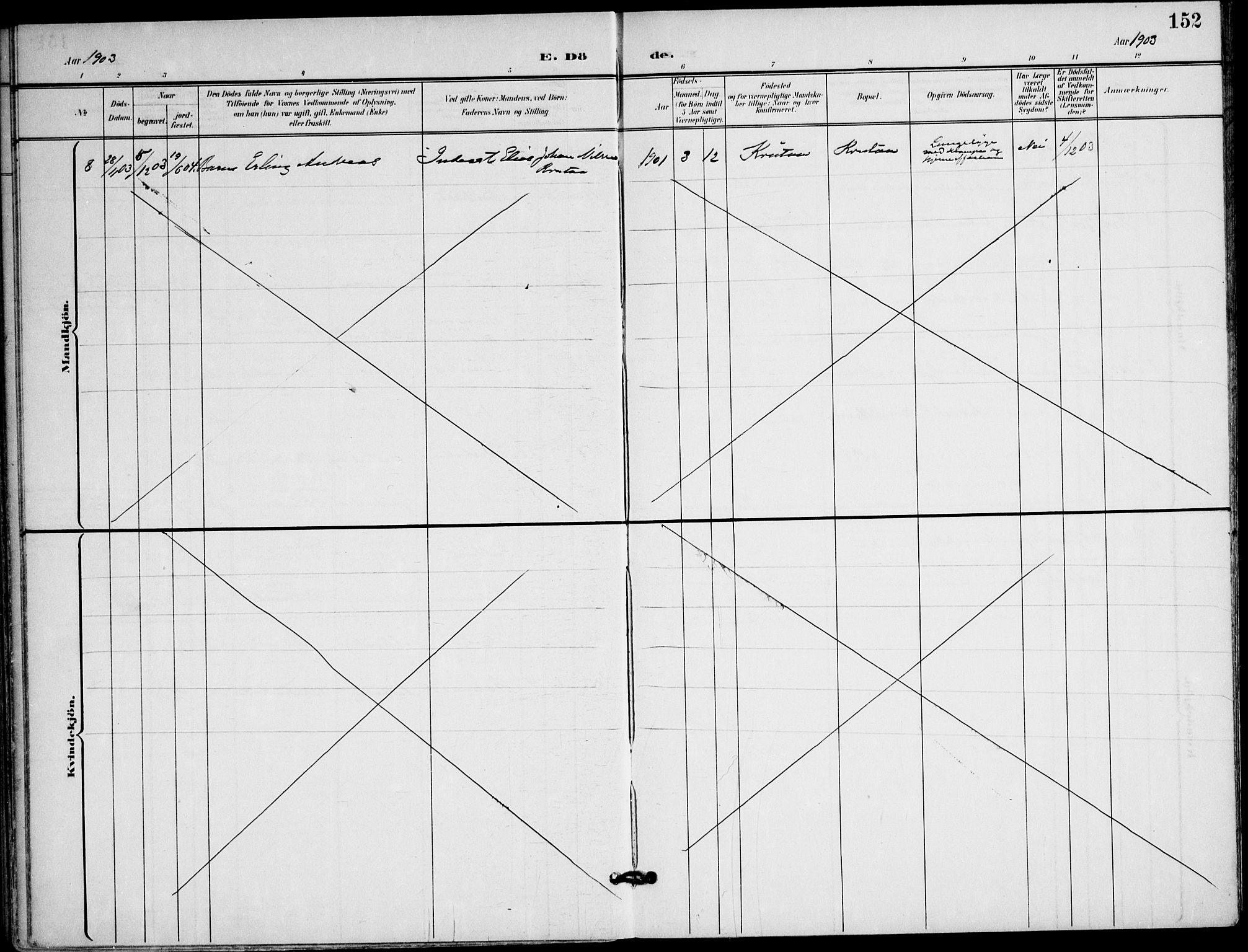 Ministerialprotokoller, klokkerbøker og fødselsregistre - Nordland, AV/SAT-A-1459/823/L0326: Parish register (official) no. 823A03, 1899-1919, p. 152