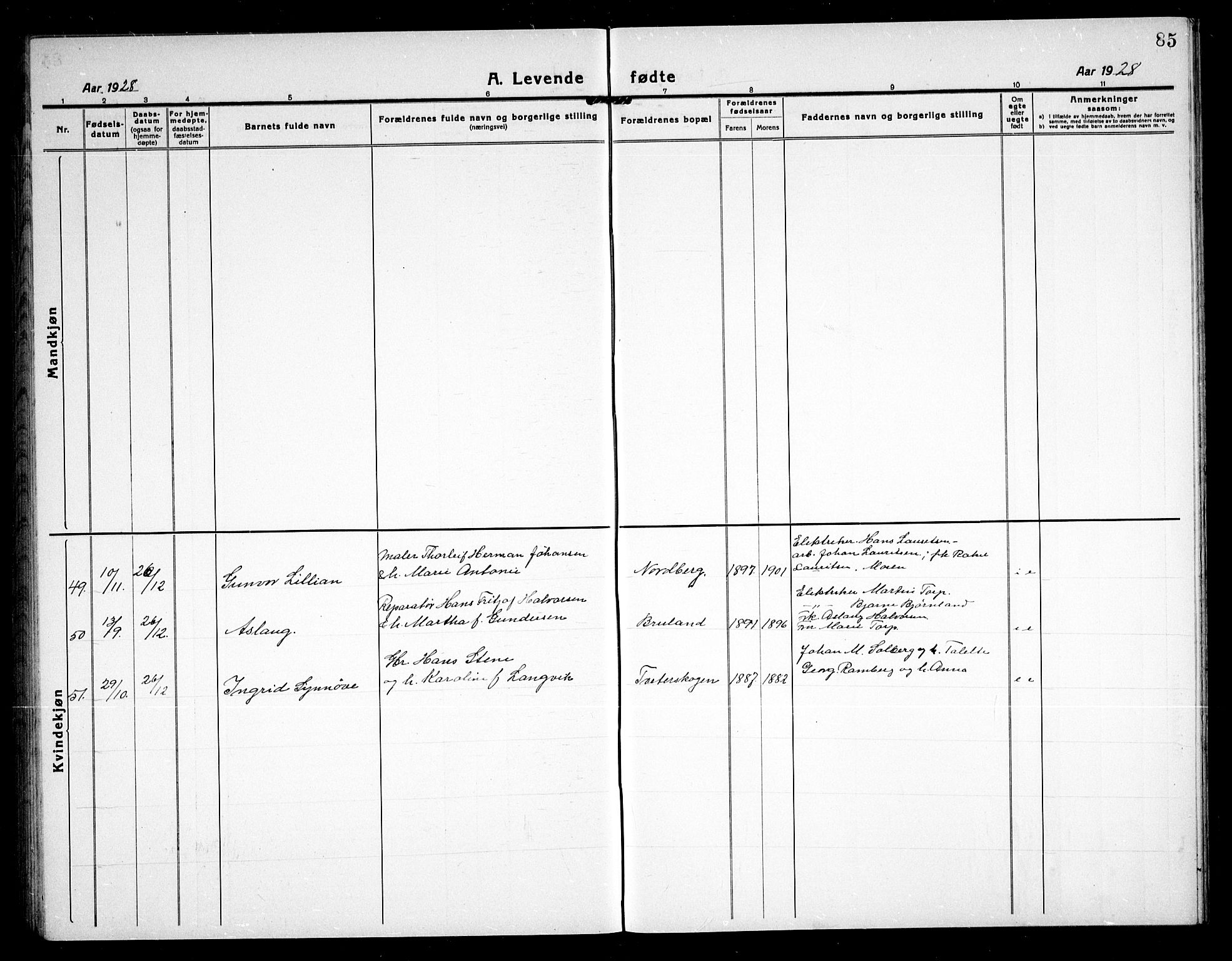 Skjeberg prestekontor Kirkebøker, SAO/A-10923/G/Gd/L0002: Parish register (copy) no. IV 2, 1917-1931, p. 85