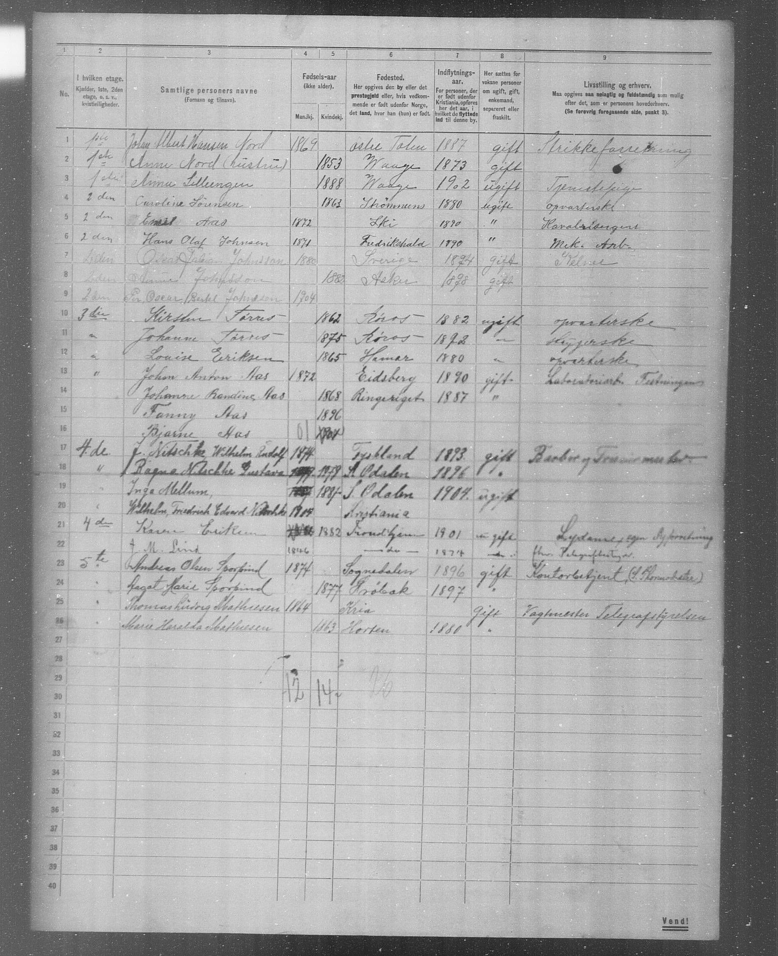 OBA, Municipal Census 1904 for Kristiania, 1904, p. 4461