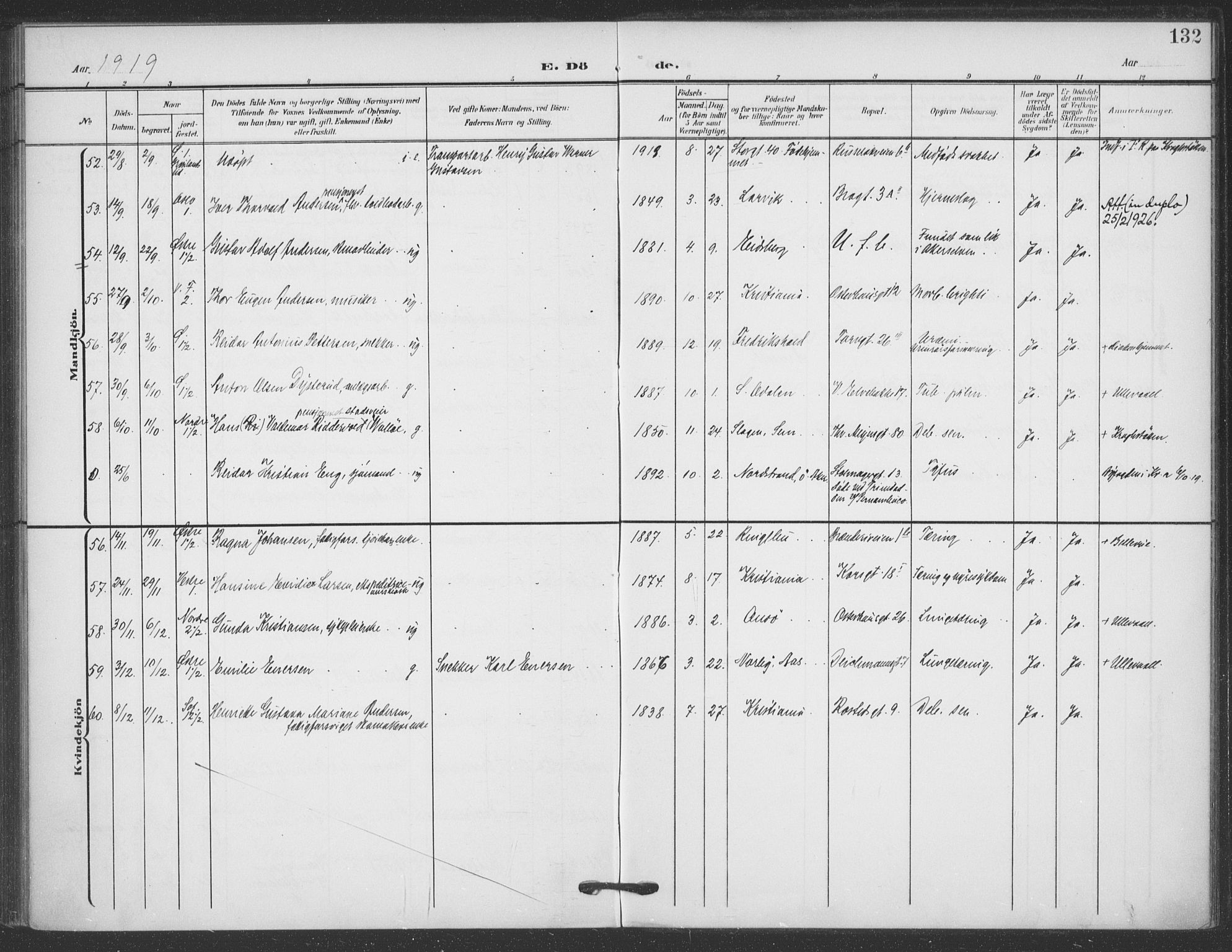 Jakob prestekontor Kirkebøker, AV/SAO-A-10850/F/Fa/L0011: Parish register (official) no. 11, 1906-1920, p. 132