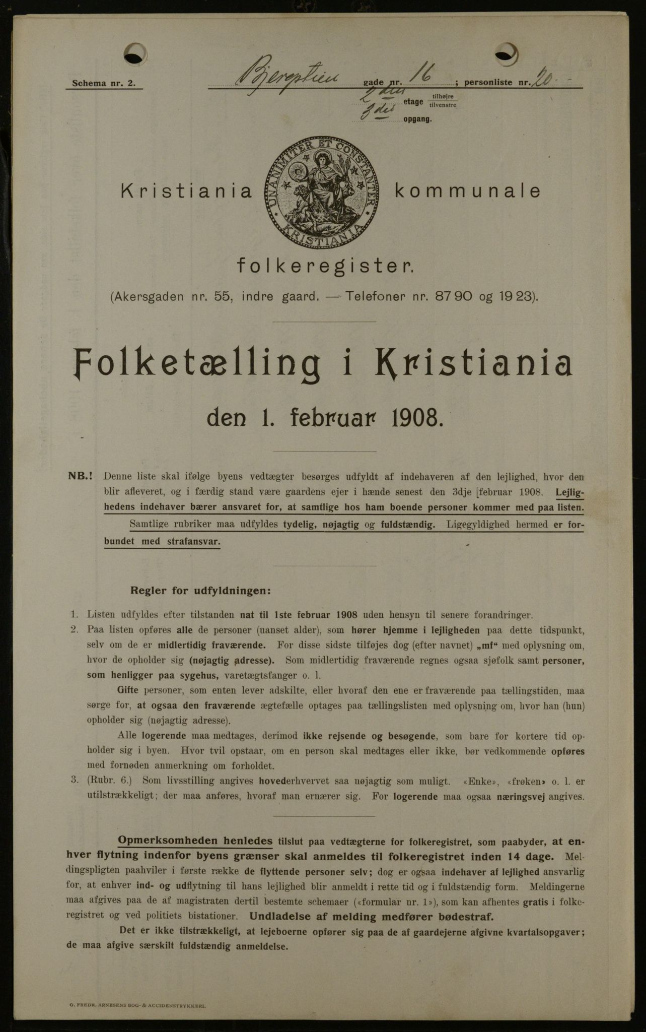 OBA, Municipal Census 1908 for Kristiania, 1908, p. 4542