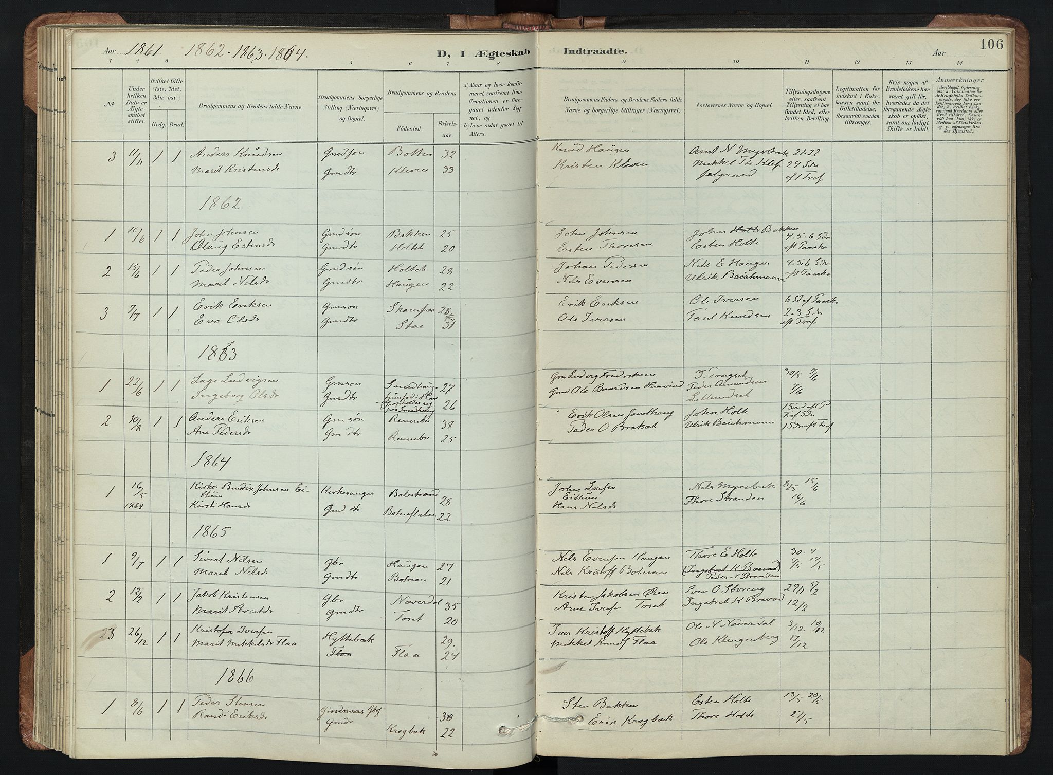 Kvikne prestekontor, AV/SAH-PREST-064/H/Ha/Hab/L0002: Parish register (copy) no. 2, 1859-1901, p. 106