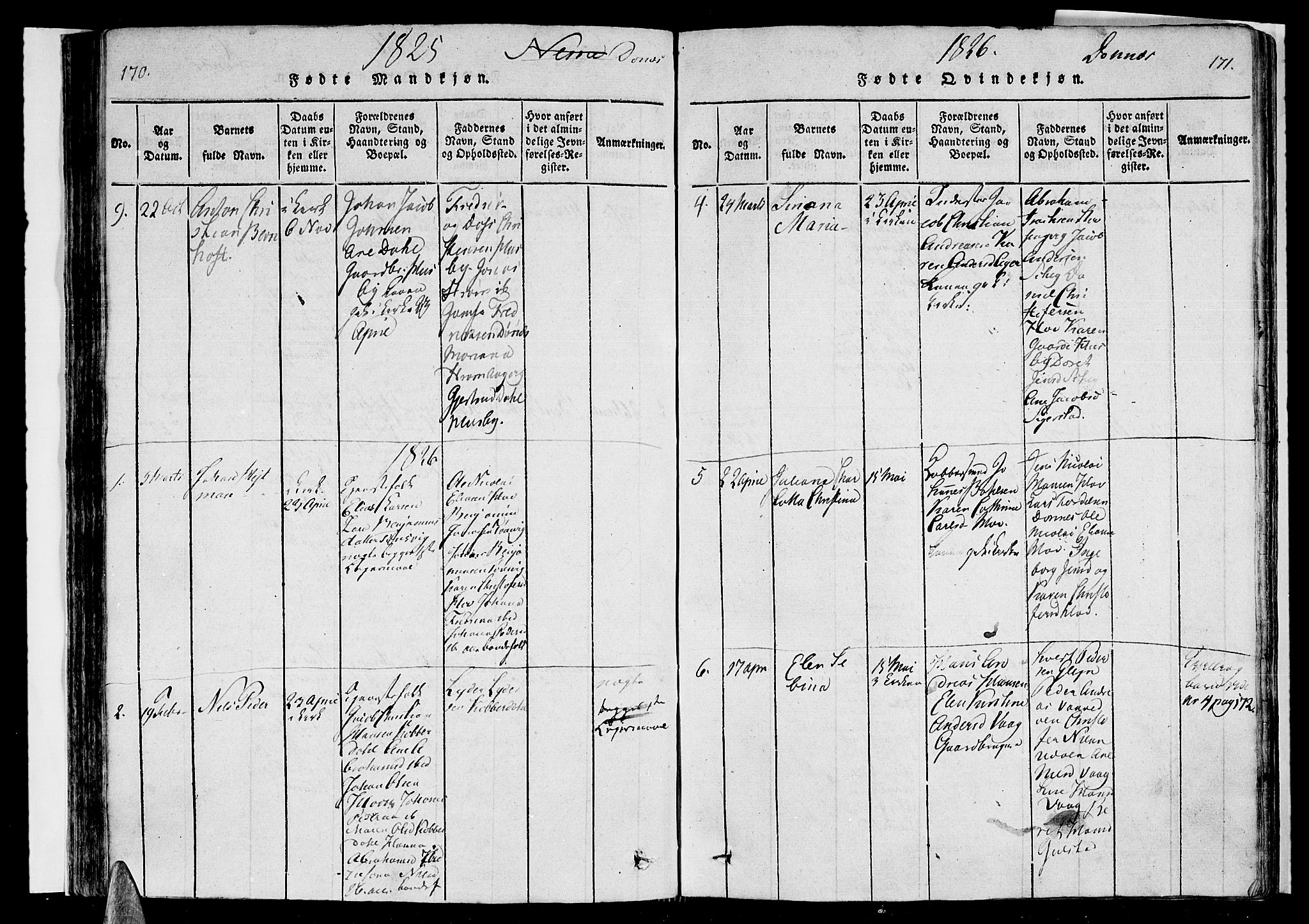 Ministerialprotokoller, klokkerbøker og fødselsregistre - Nordland, AV/SAT-A-1459/838/L0547: Parish register (official) no. 838A05 /2, 1820-1828, p. 170-171