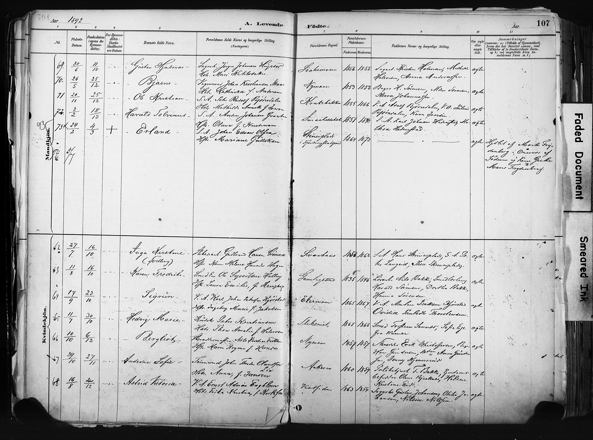 Kongsberg kirkebøker, AV/SAKO-A-22/F/Fb/L0002: Parish register (official) no. II 2, 1886-1896, p. 107