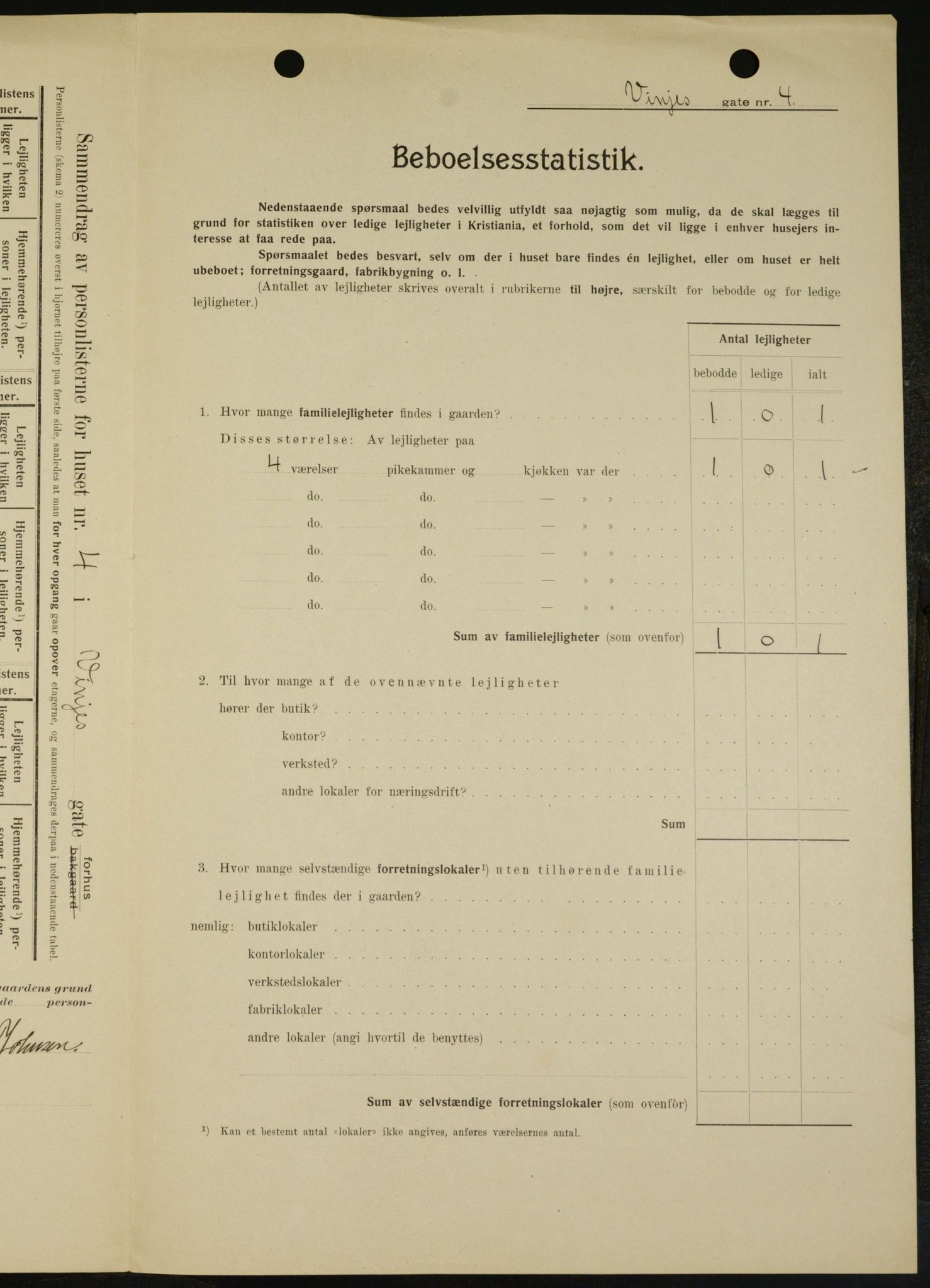 OBA, Municipal Census 1909 for Kristiania, 1909, p. 3118