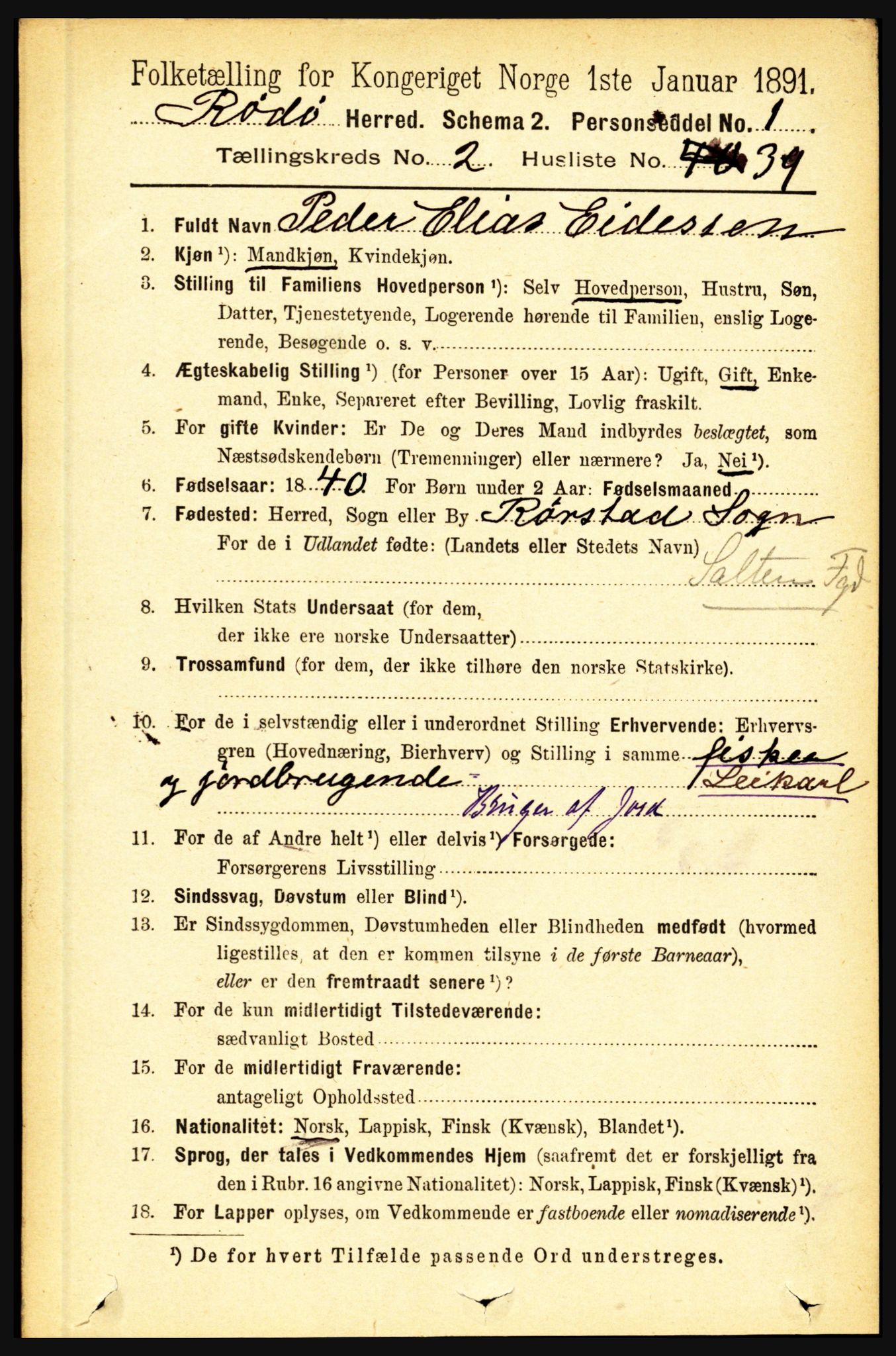 RA, 1891 census for 1836 Rødøy, 1891, p. 475