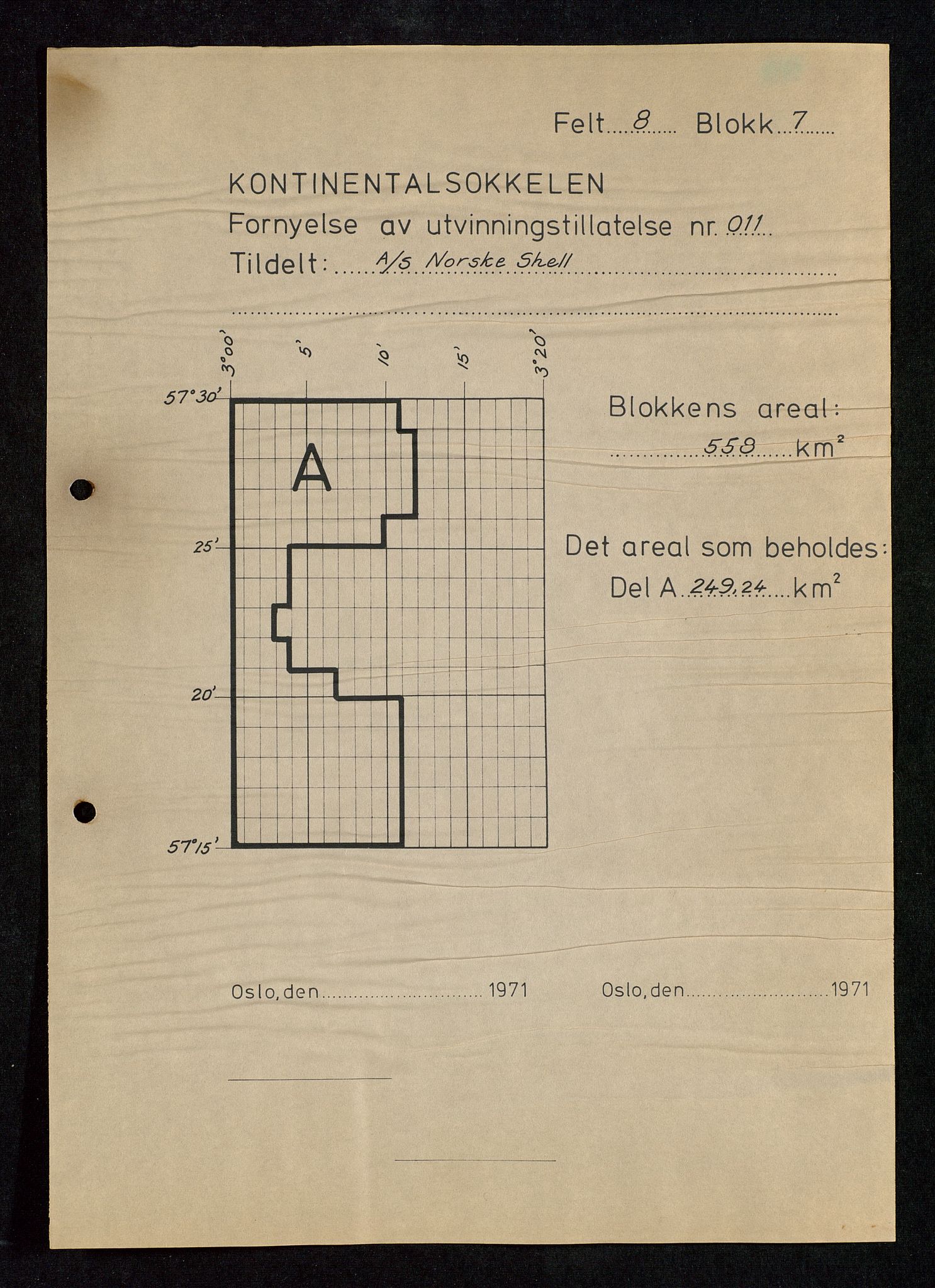 Industridepartementet, Oljekontoret, AV/SAST-A-101348/Da/L0004: Arkivnøkkel 711 - 712 Utvinningstillatelser, 1970-1971, p. 17