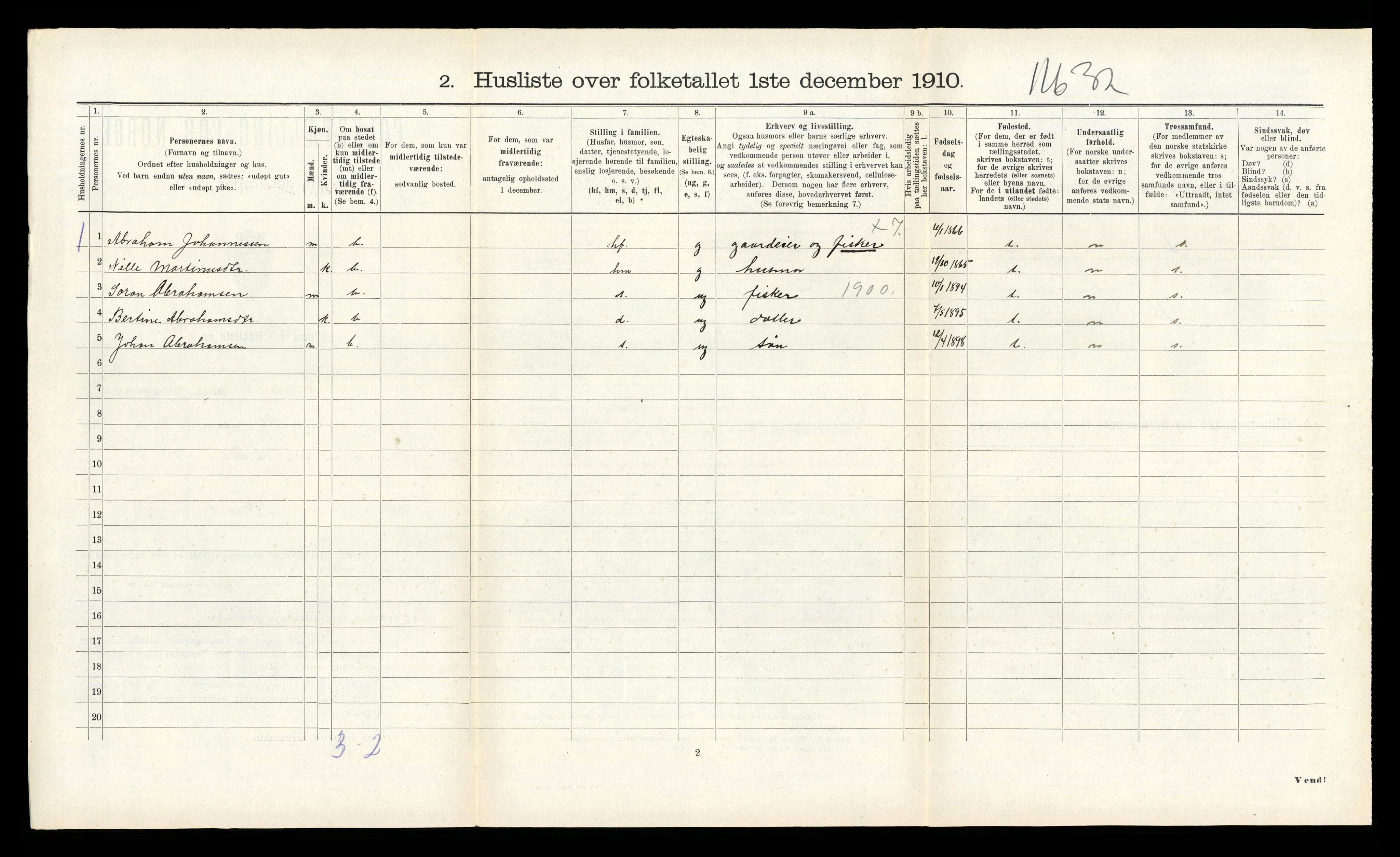 RA, 1910 census for Kinn, 1910, p. 1119