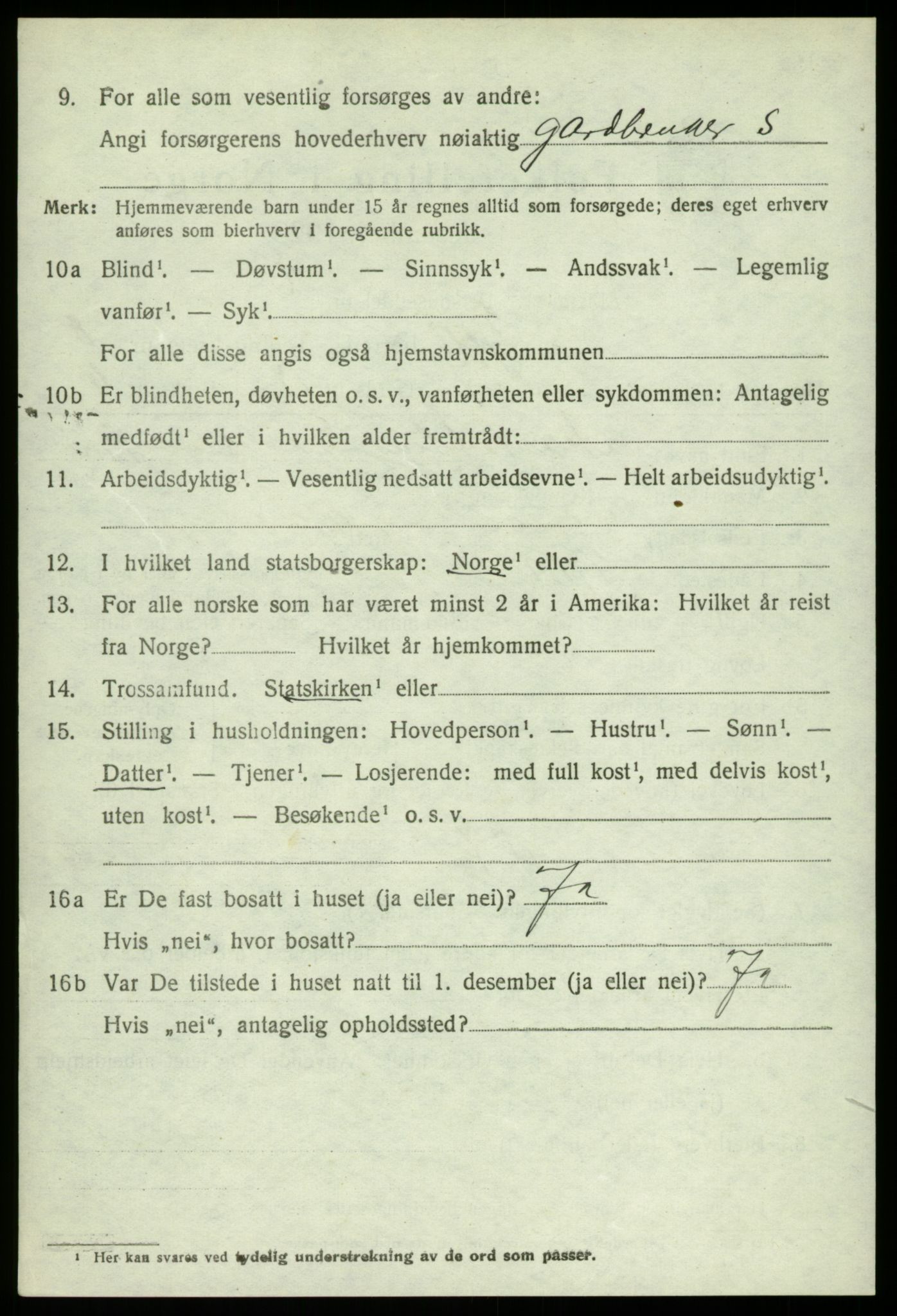 SAB, 1920 census for Fjell, 1920, p. 3443