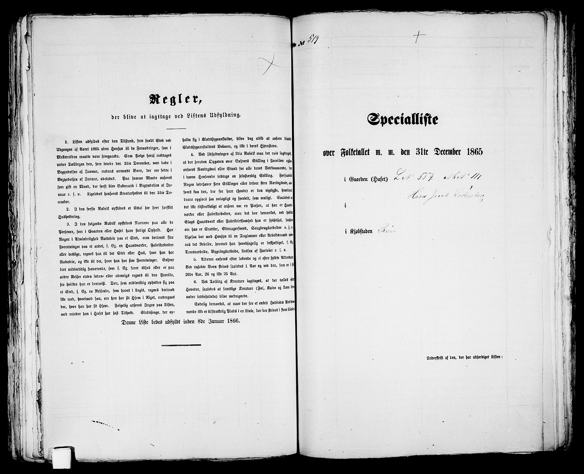 RA, 1865 census for Skien, 1865, p. 1063