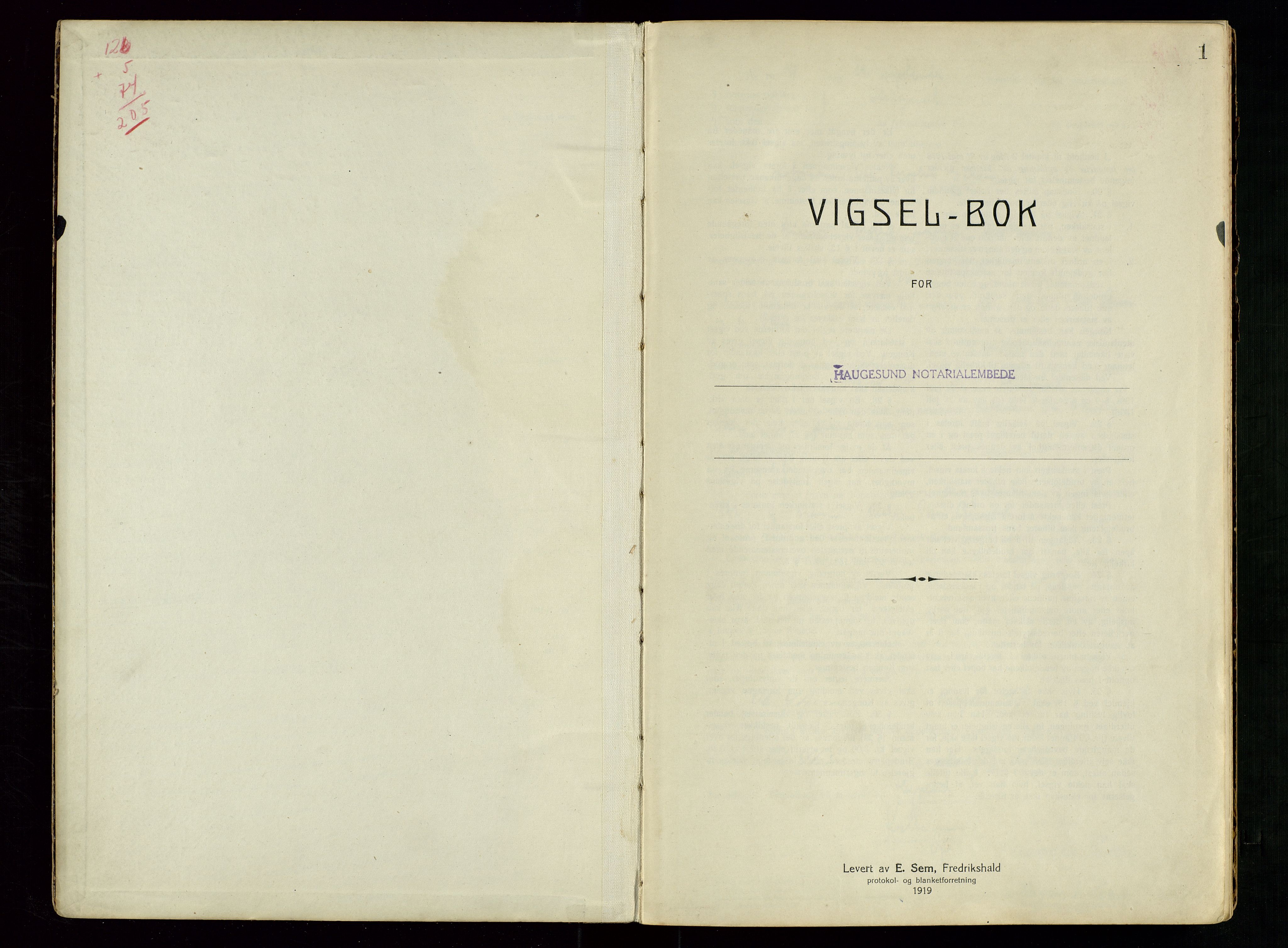 Haugesund tingrett, SAST/A-101415/01/III/IIID/L0002: Vigselbok, 1938-1942, p. 1