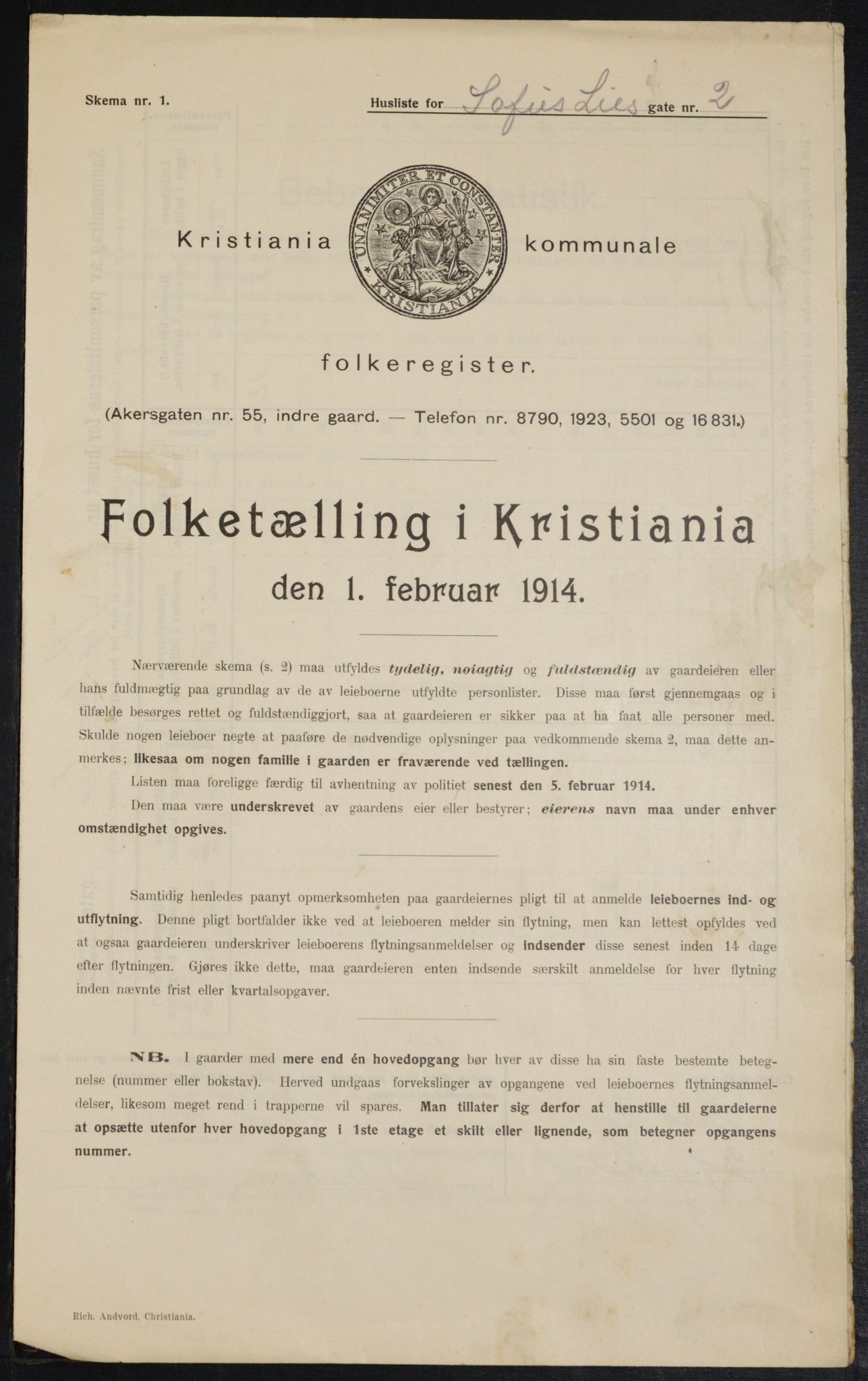 OBA, Municipal Census 1914 for Kristiania, 1914, p. 99606