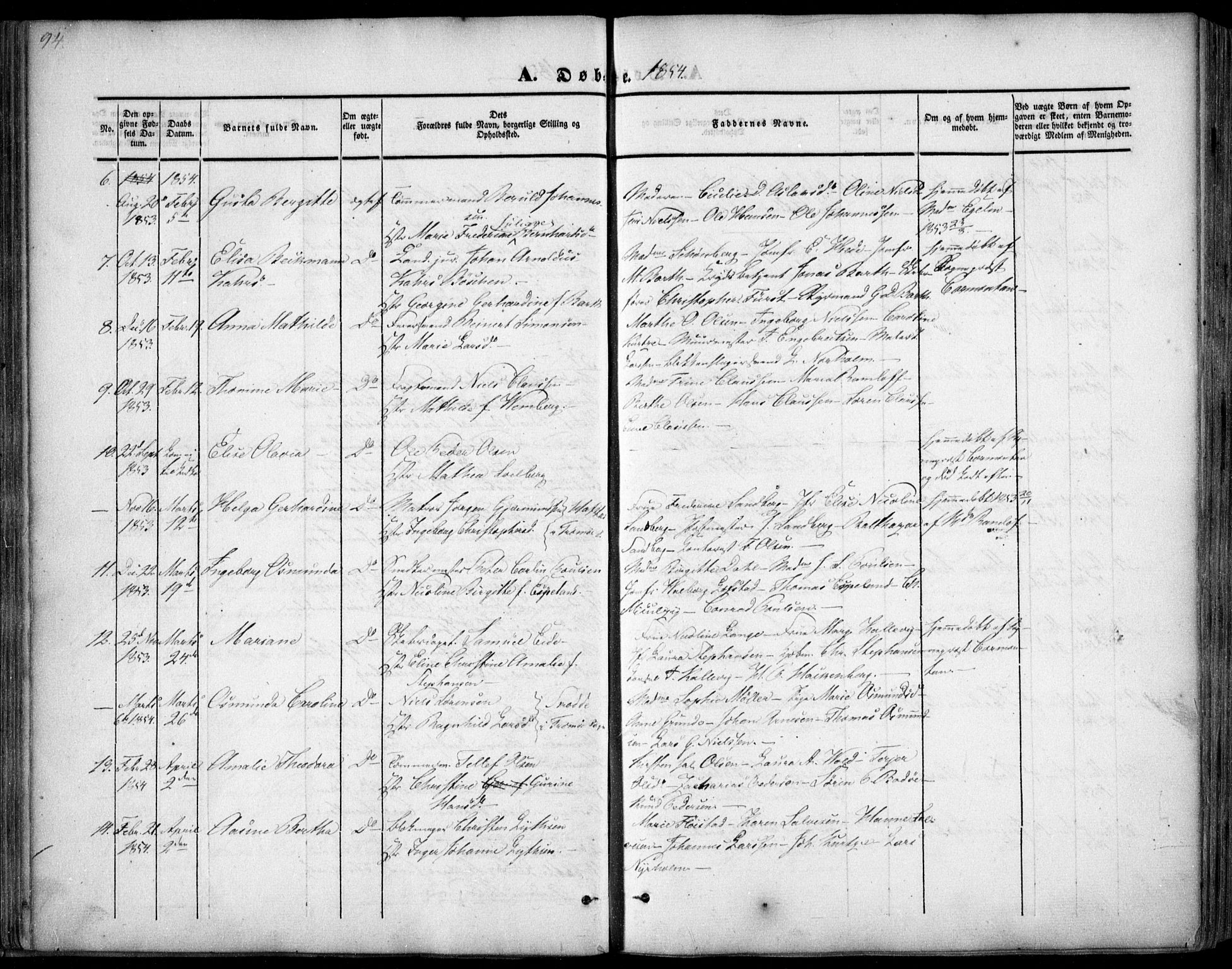 Arendal sokneprestkontor, Trefoldighet, SAK/1111-0040/F/Fa/L0005: Parish register (official) no. A 5, 1838-1854, p. 94