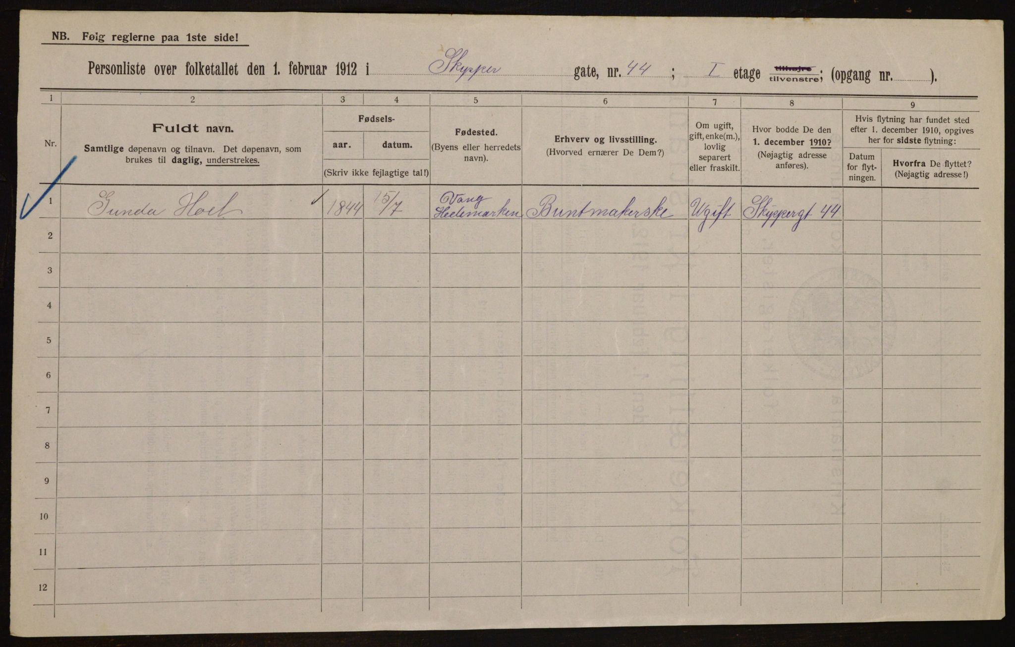 OBA, Municipal Census 1912 for Kristiania, 1912, p. 96076