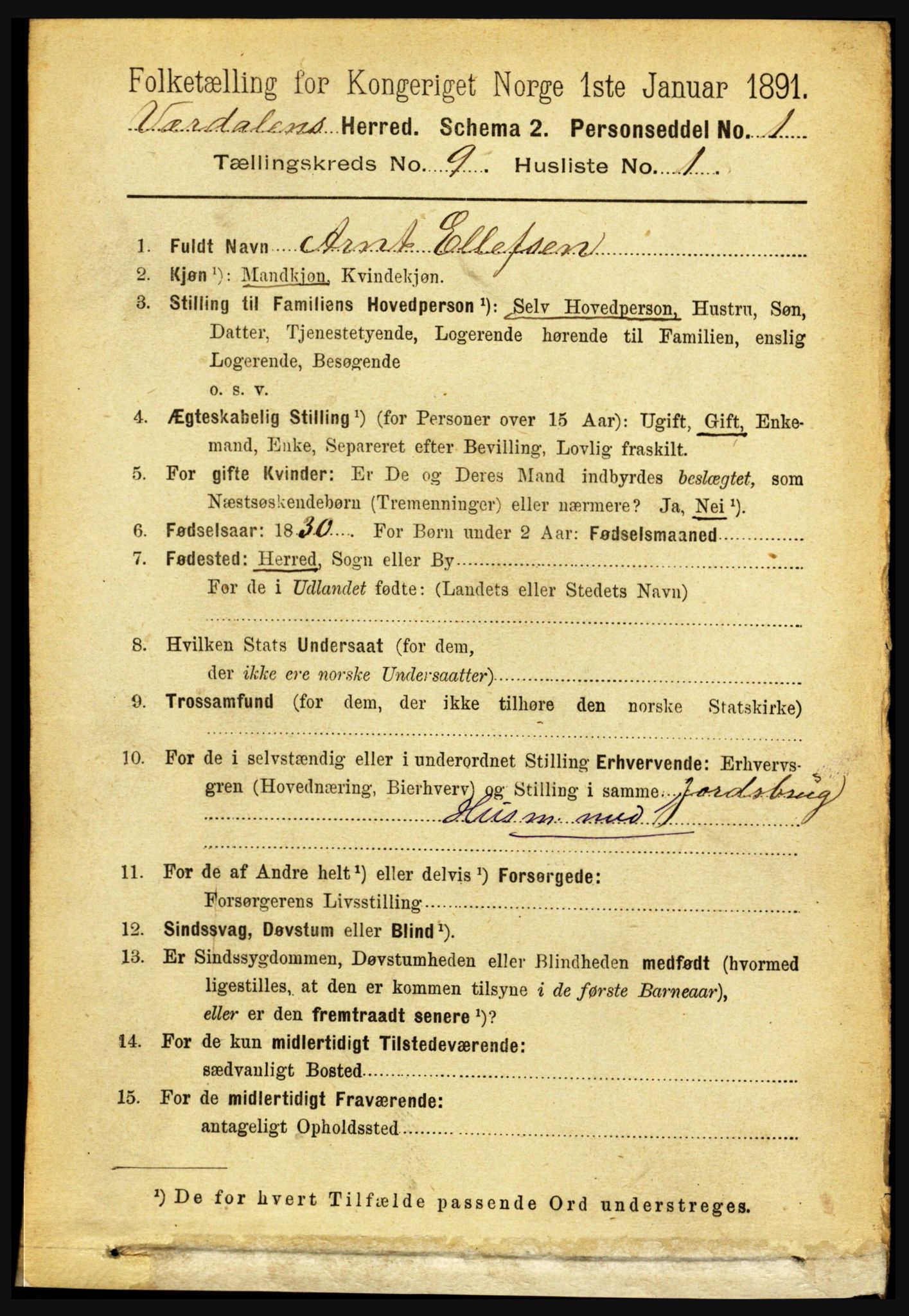 RA, 1891 census for 1721 Verdal, 1891, p. 4986