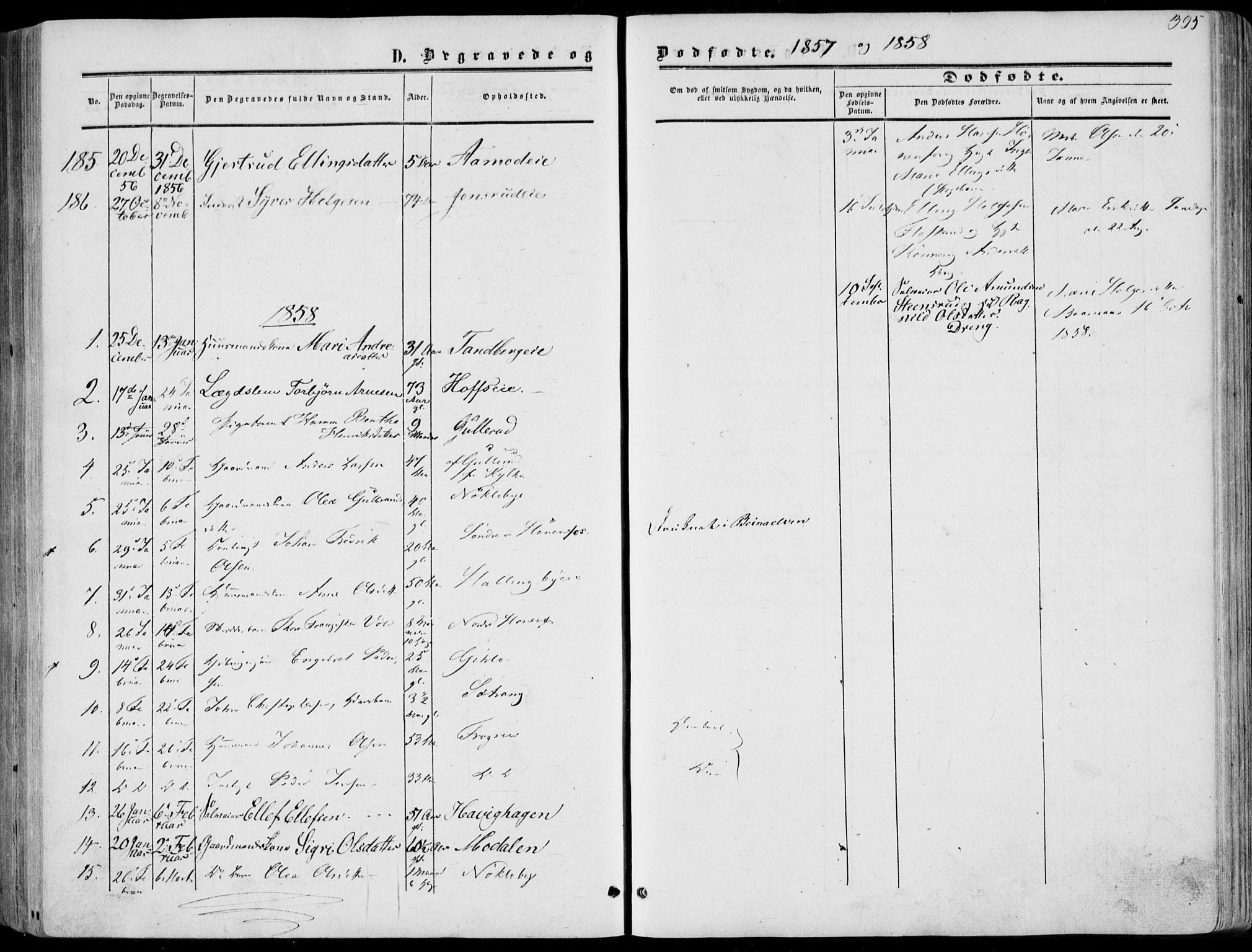 Norderhov kirkebøker, AV/SAKO-A-237/F/Fa/L0012: Parish register (official) no. 12, 1856-1865, p. 395