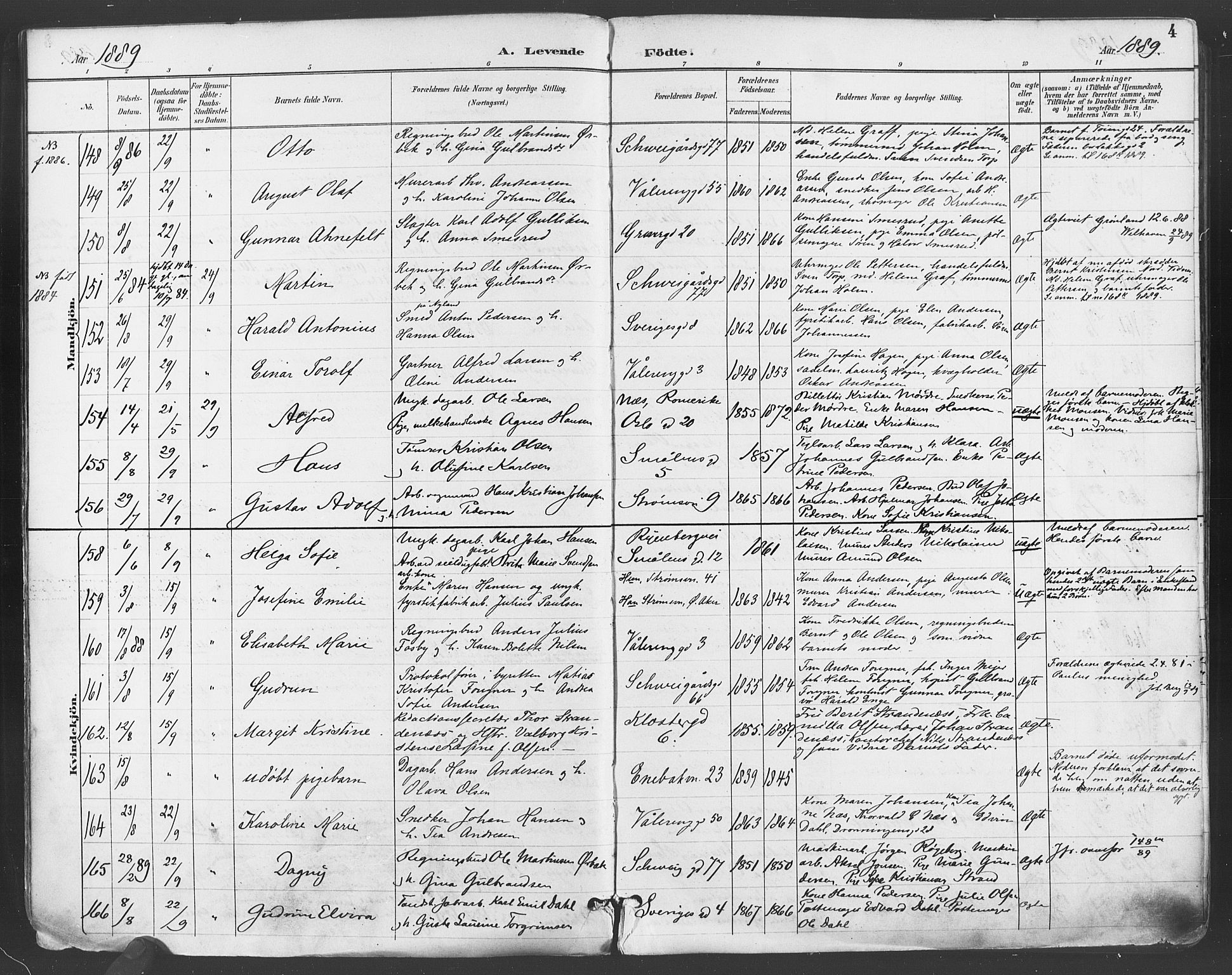 Gamlebyen prestekontor Kirkebøker, SAO/A-10884/F/Fa/L0007: Parish register (official) no. 7, 1889-1899, p. 4