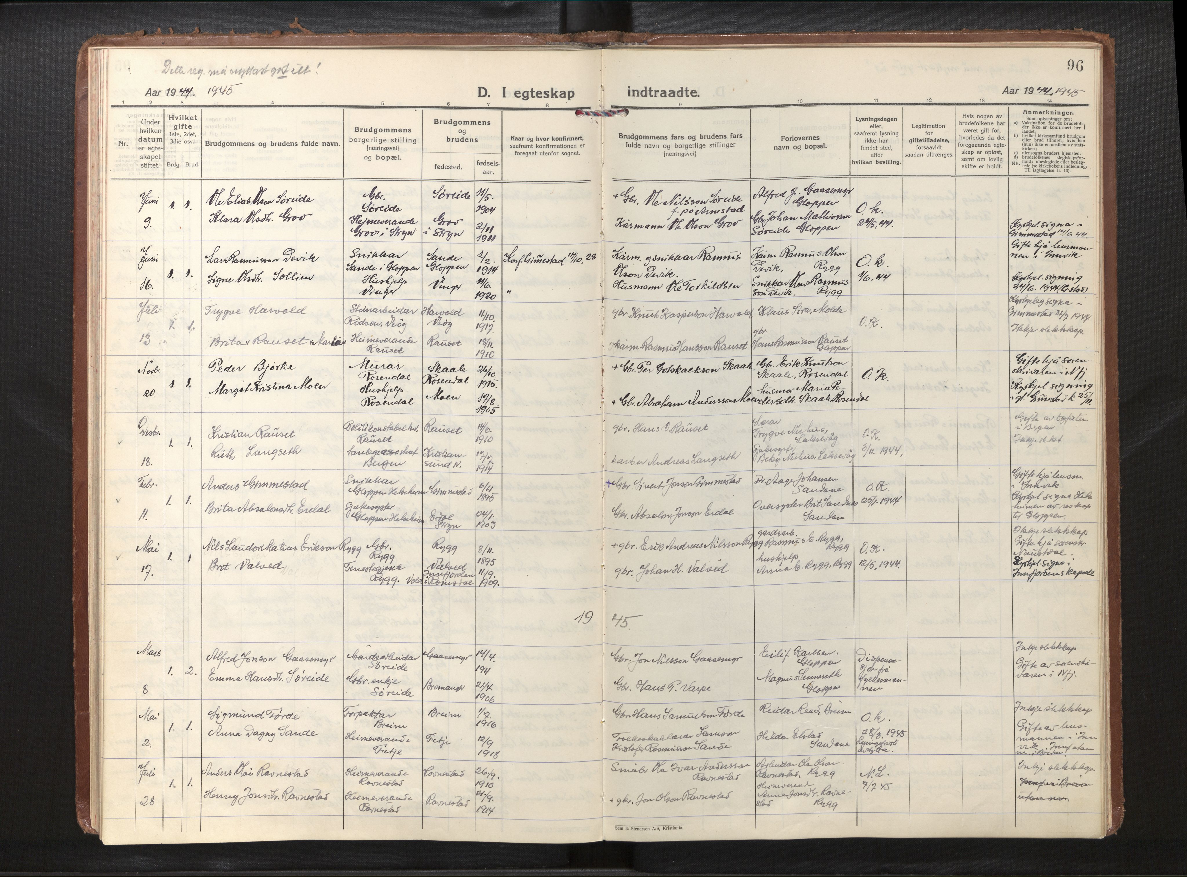 Gloppen sokneprestembete, SAB/A-80101/H/Haa/Haad/L0003: Parish register (official) no. D 3, 1926-1950, p. 95b-96a