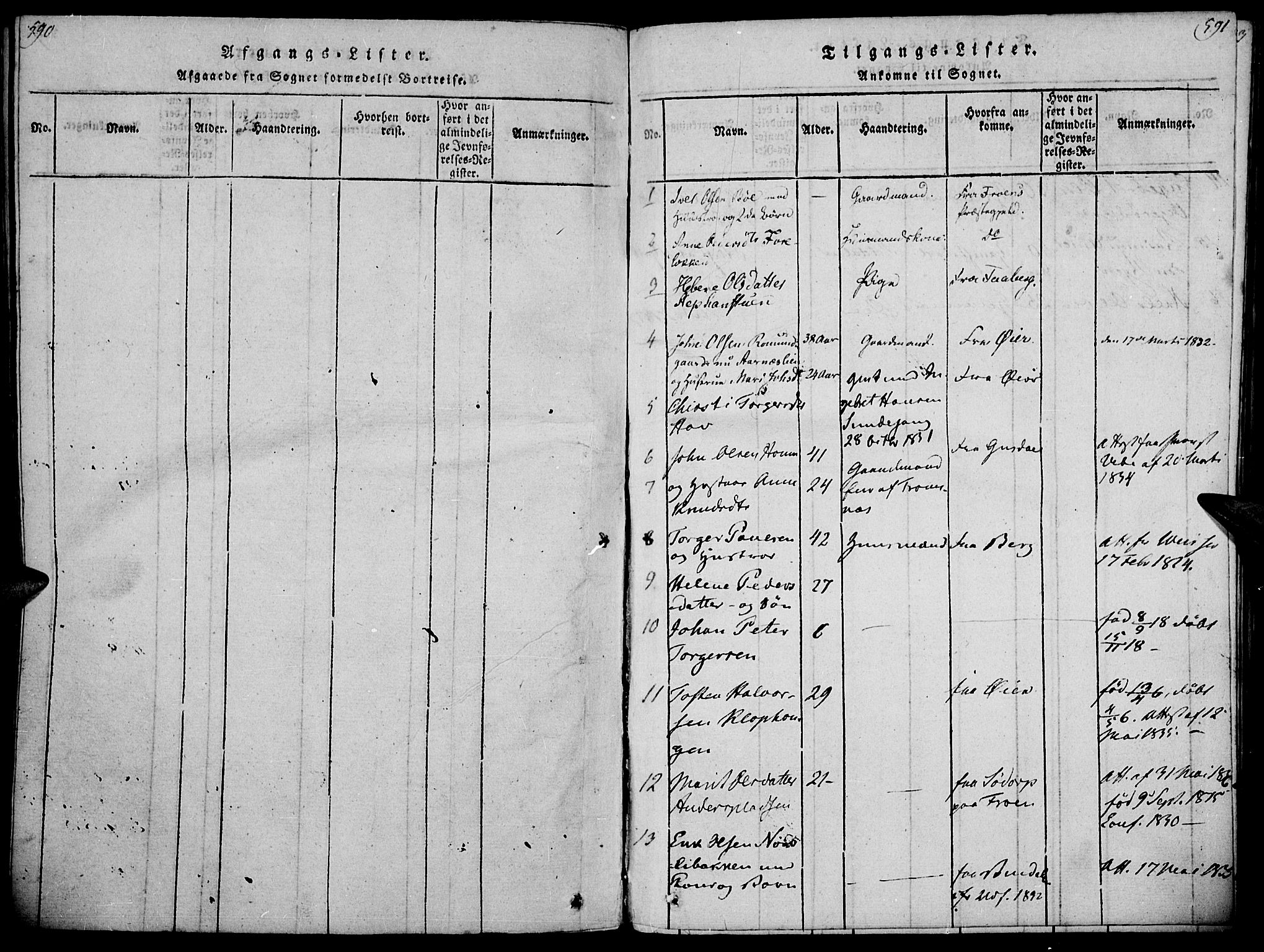 Ringebu prestekontor, SAH/PREST-082/H/Ha/Haa/L0004: Parish register (official) no. 4, 1821-1839, p. 590-591