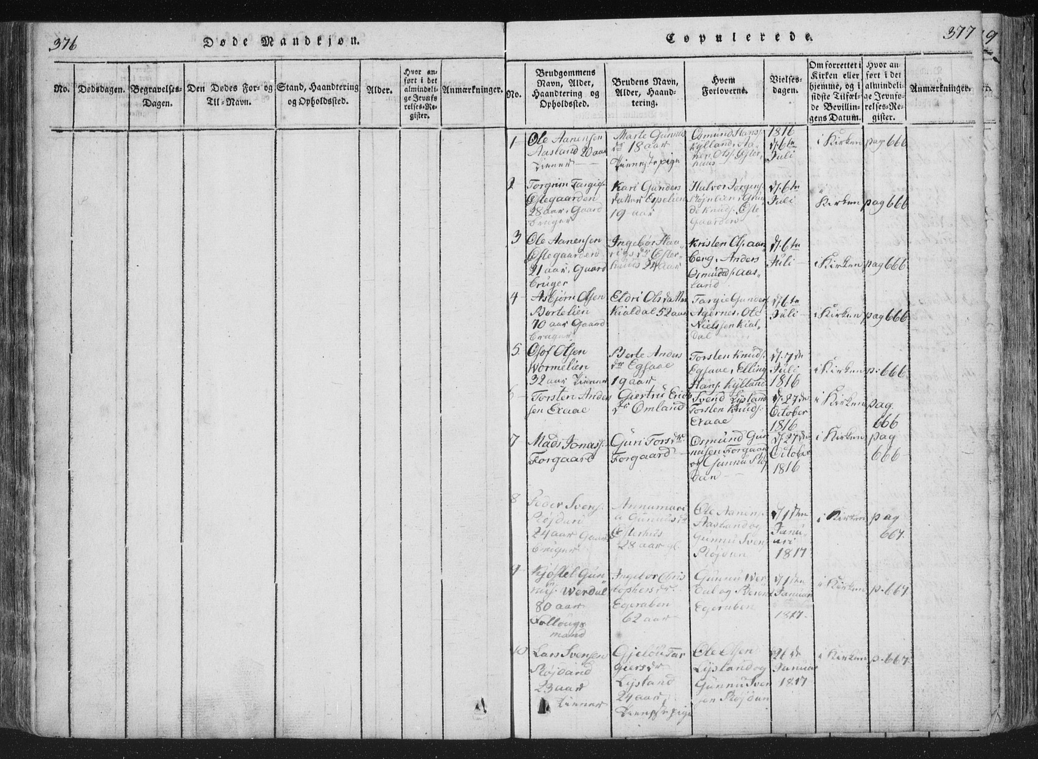 Åseral sokneprestkontor, AV/SAK-1111-0051/F/Fa/L0001: Parish register (official) no. A 1, 1815-1853, p. 376-377