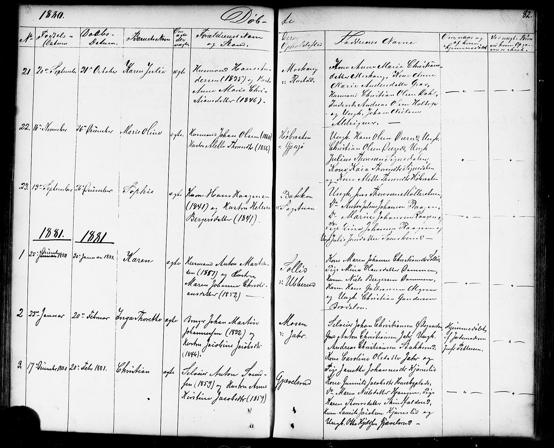 Enebakk prestekontor Kirkebøker, SAO/A-10171c/G/Gb/L0001: Parish register (copy) no. II 1, 1859-1890, p. 82