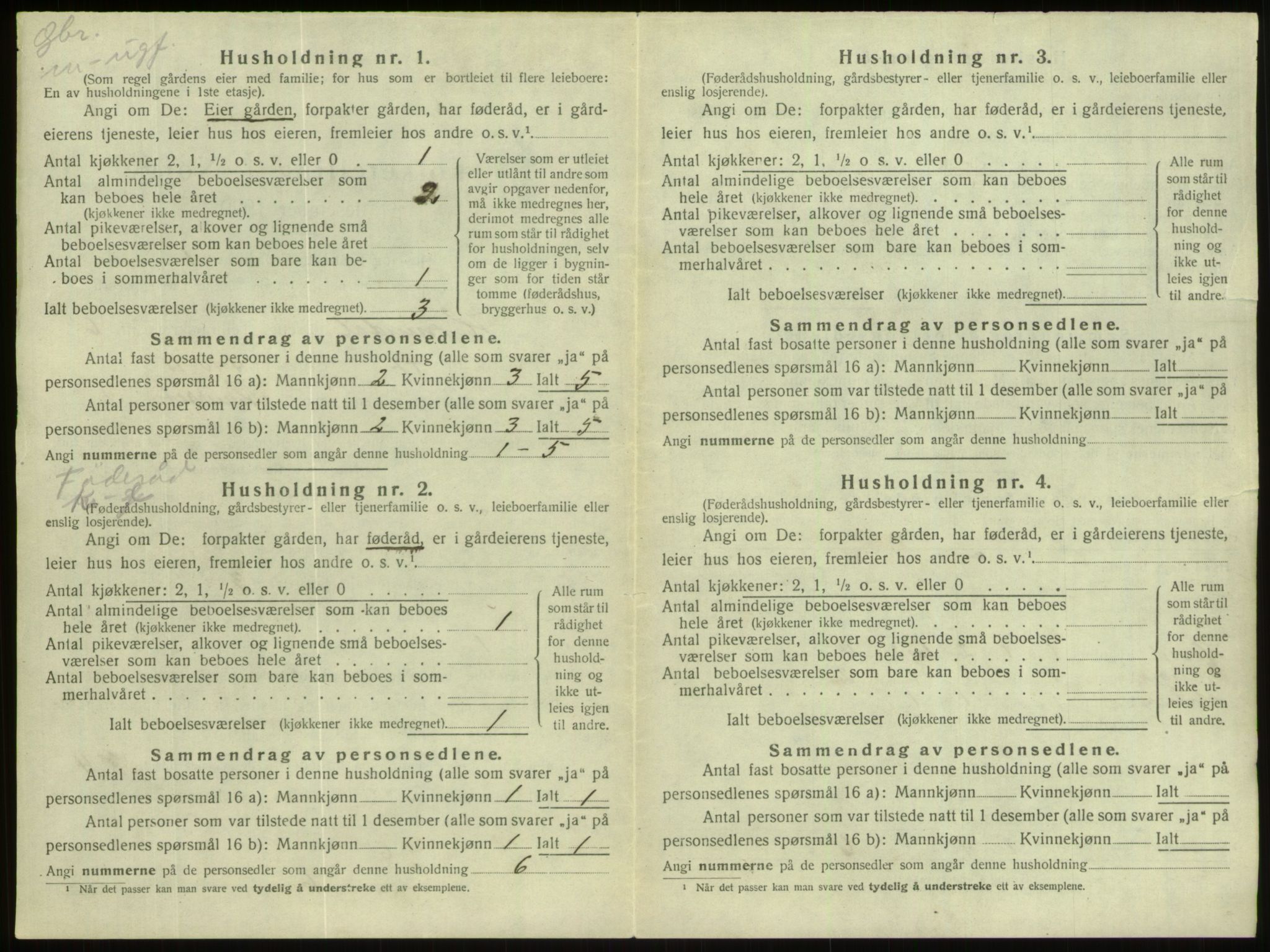 SAB, 1920 census for Hornindal, 1920, p. 429