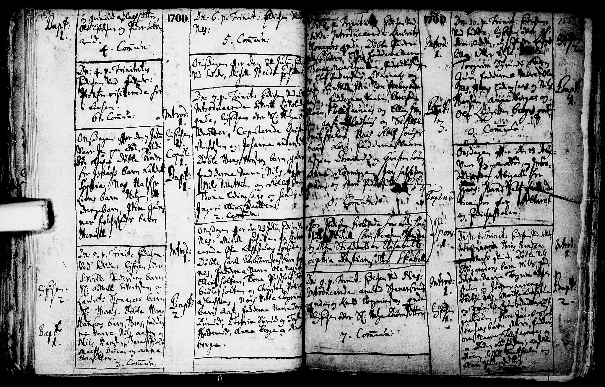 Sauherad kirkebøker, SAKO/A-298/F/Fa/L0002: Parish register (official) no. I 2, 1681-1720, p. 154-155