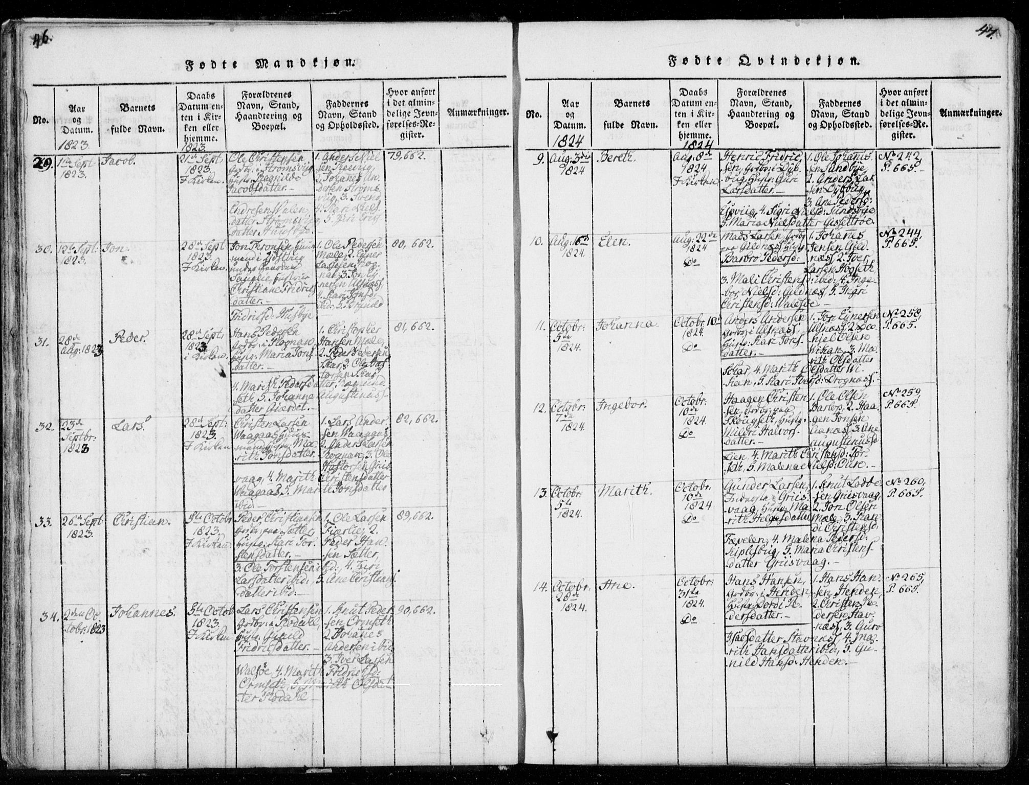 Ministerialprotokoller, klokkerbøker og fødselsregistre - Møre og Romsdal, AV/SAT-A-1454/578/L0903: Parish register (official) no. 578A02, 1819-1838, p. 46-47