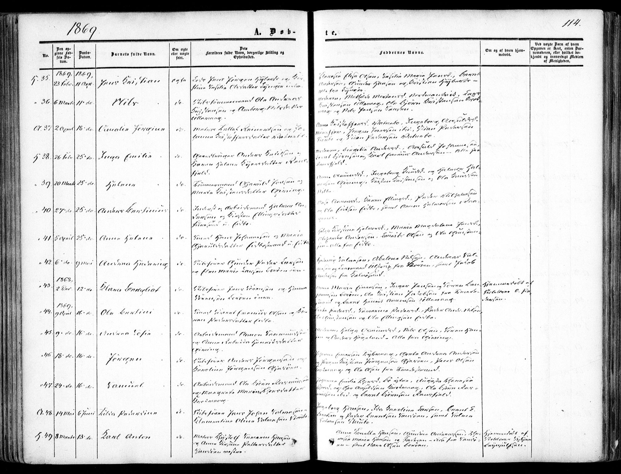 Dypvåg sokneprestkontor, AV/SAK-1111-0007/F/Fa/Faa/L0006: Parish register (official) no. A 6, 1855-1872, p. 114