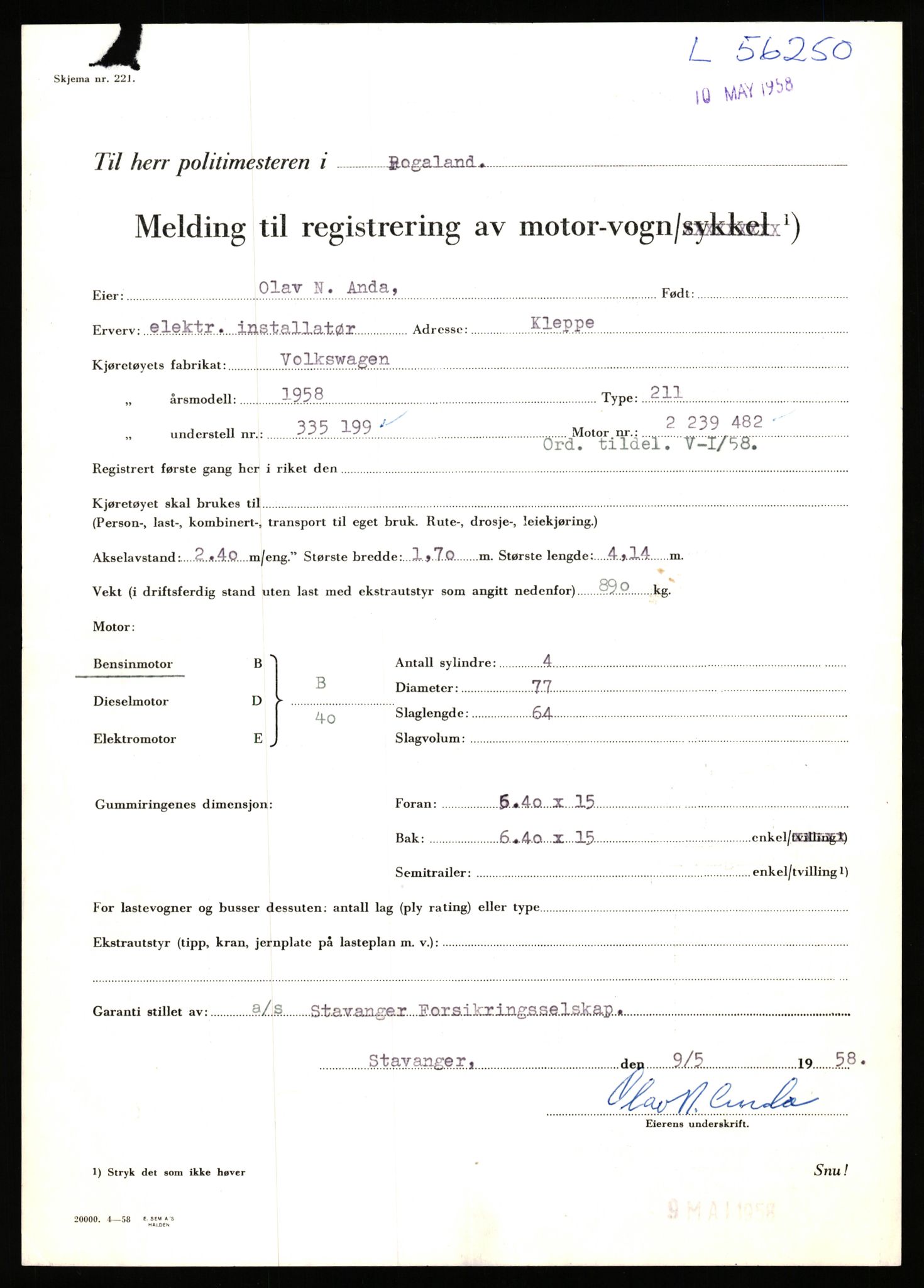 Stavanger trafikkstasjon, SAST/A-101942/0/F/L0055: L-55700 - L-56499, 1930-1971, p. 1265