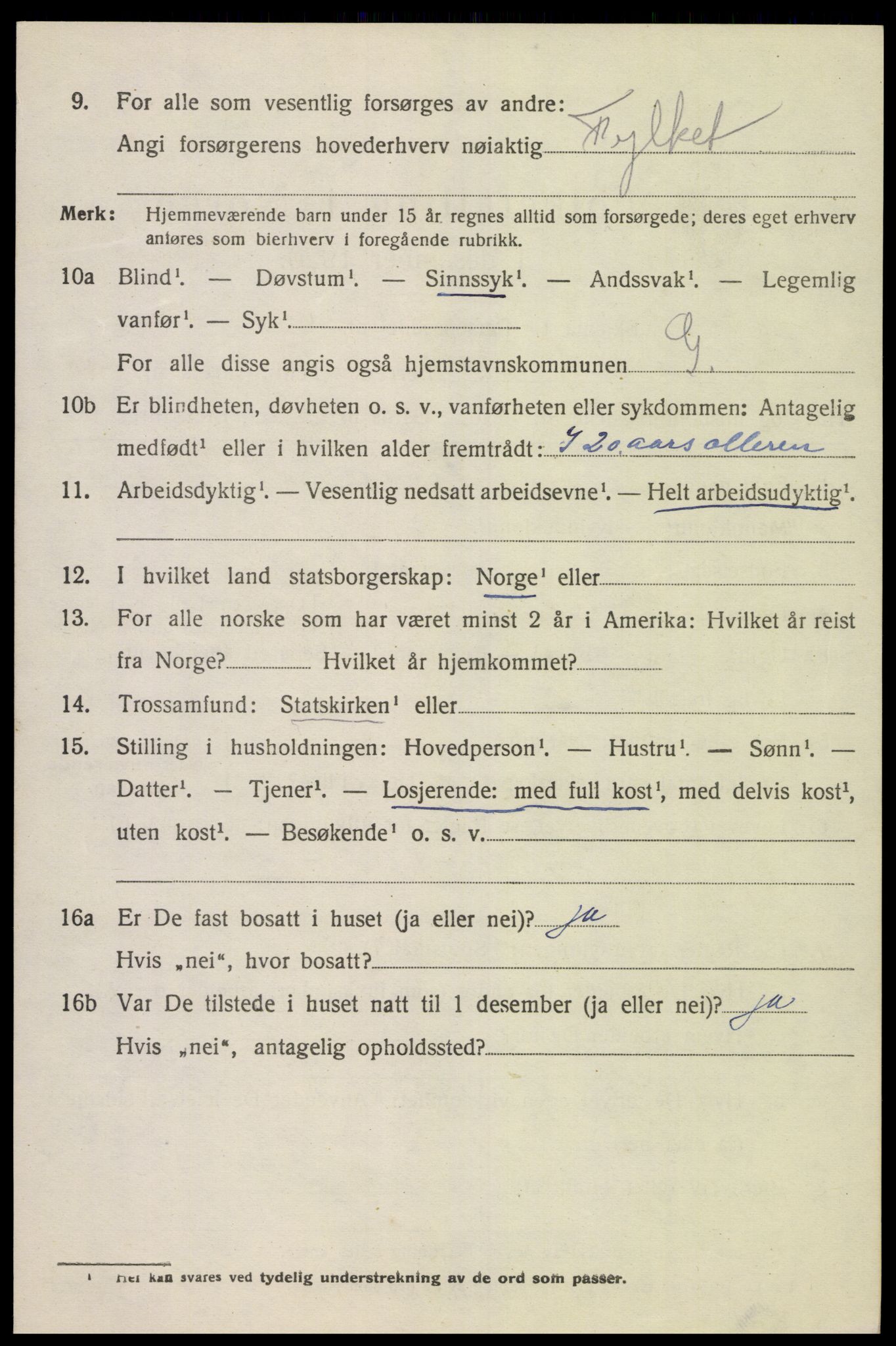 SAK, 1920 census for Grindheim, 1920, p. 1850