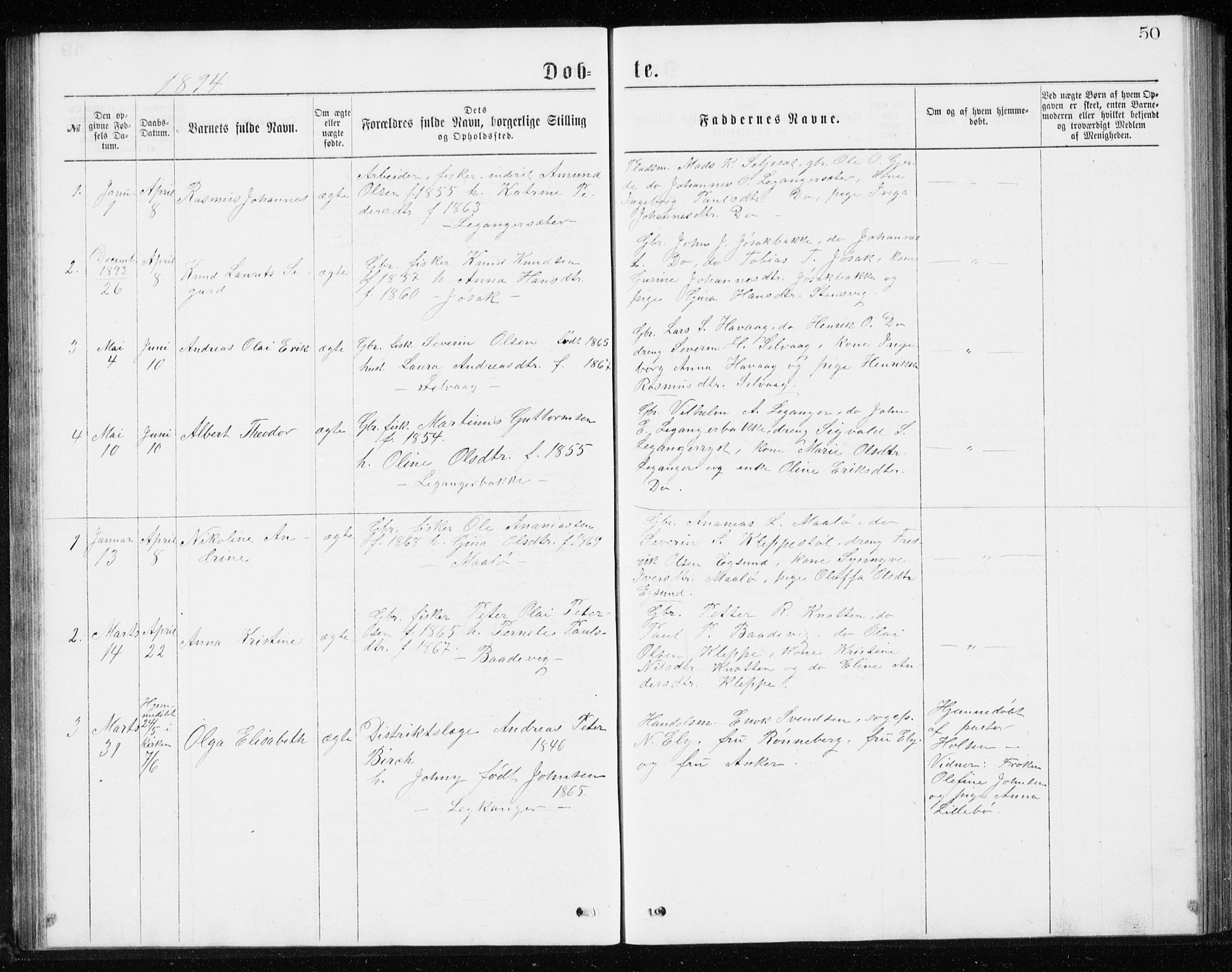 Ministerialprotokoller, klokkerbøker og fødselsregistre - Møre og Romsdal, SAT/A-1454/508/L0097: Parish register (copy) no. 508C01, 1873-1897, p. 50