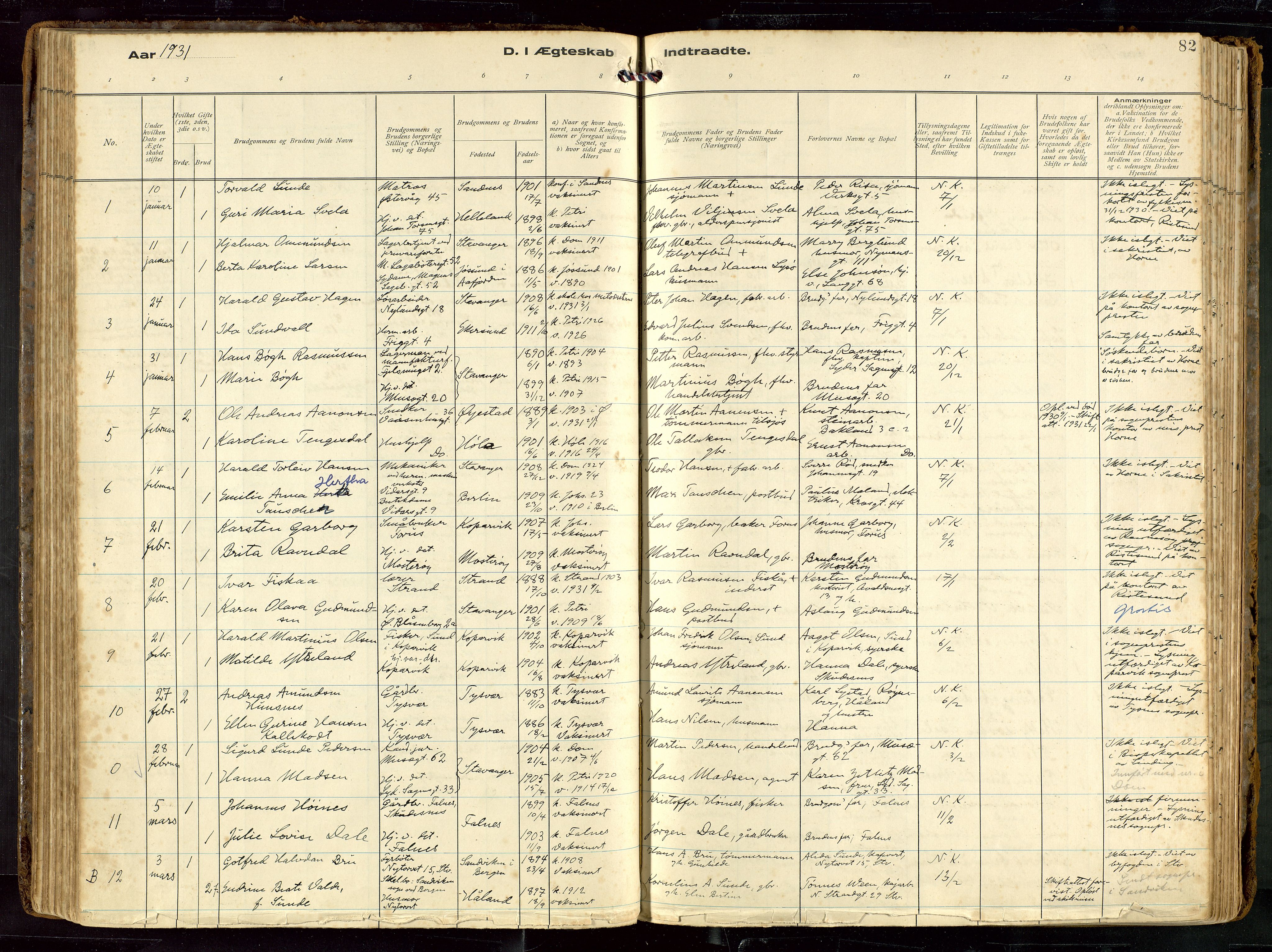 St. Petri sokneprestkontor, SAST/A-101813/002/D/L0002: Parish register (official) no. A 27, 1921-1942, p. 82