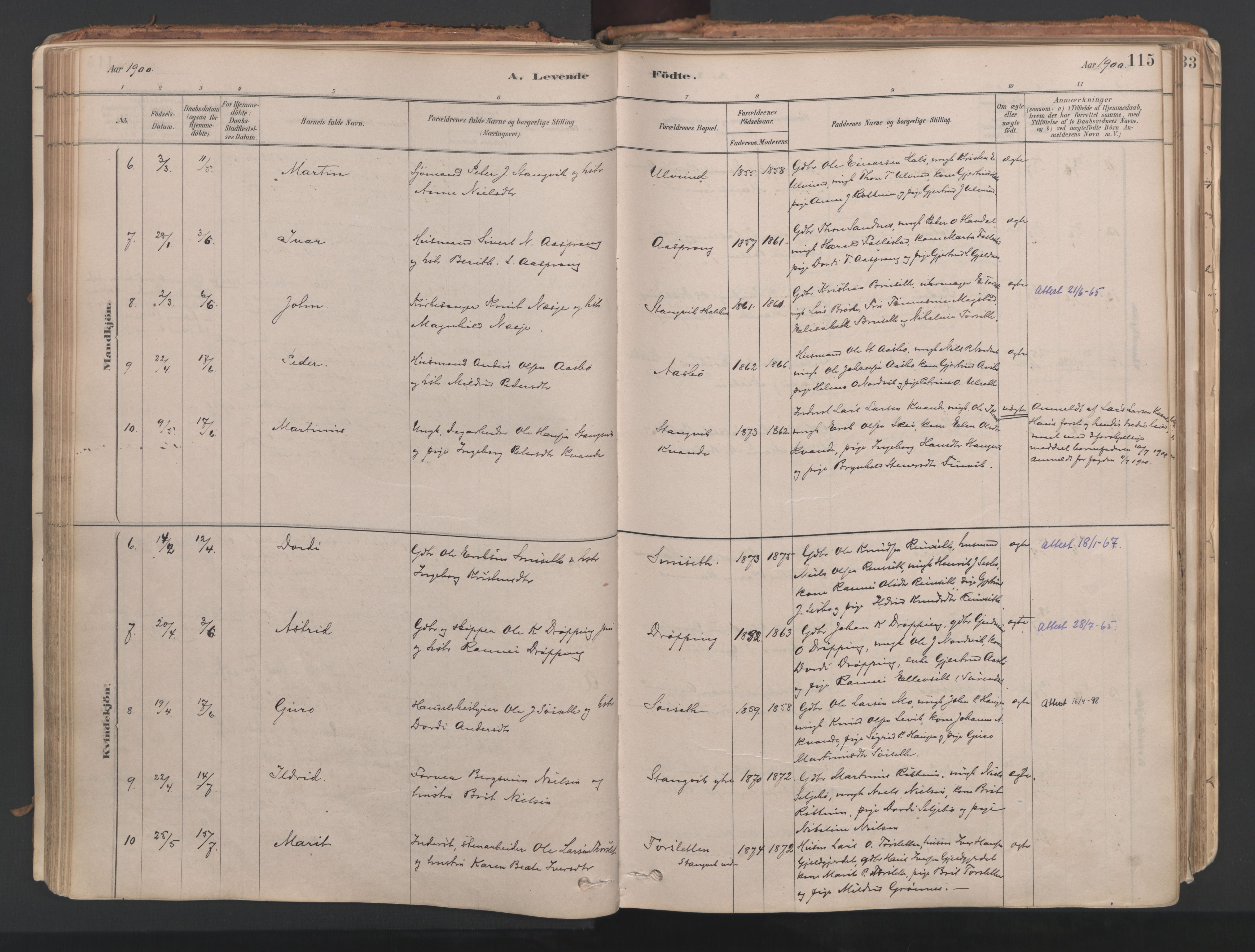 Ministerialprotokoller, klokkerbøker og fødselsregistre - Møre og Romsdal, AV/SAT-A-1454/592/L1029: Parish register (official) no. 592A07, 1879-1902, p. 115