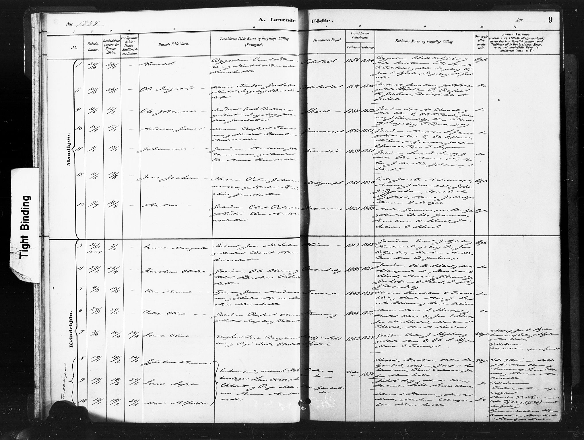 Ministerialprotokoller, klokkerbøker og fødselsregistre - Nord-Trøndelag, SAT/A-1458/736/L0361: Parish register (official) no. 736A01, 1884-1906, p. 9