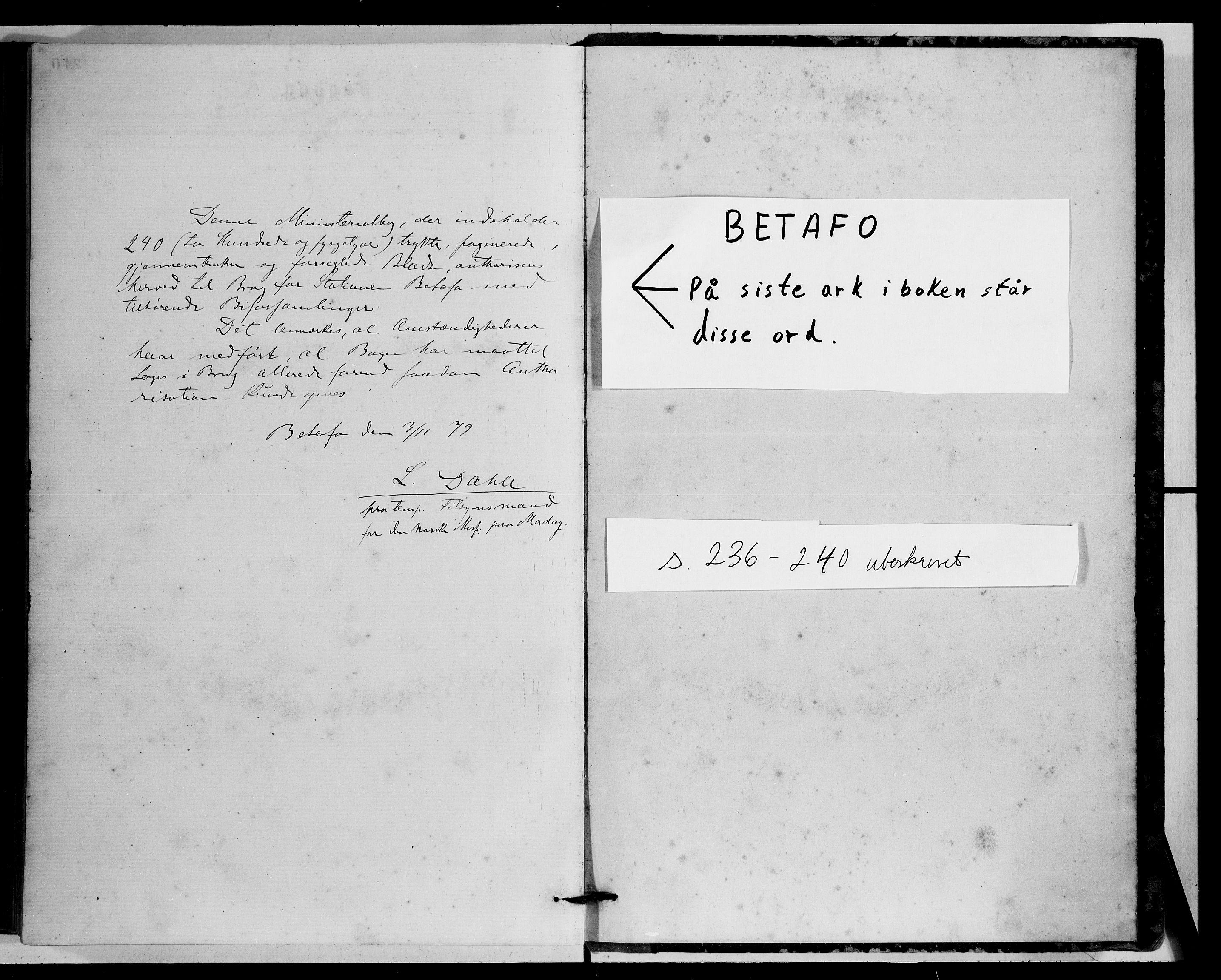 Archives FLM/NMS, Madagaskar, VID/MA-A-1163/D/Db/L0269: Parish register (official) no. 1, 1867-1884, p. 236