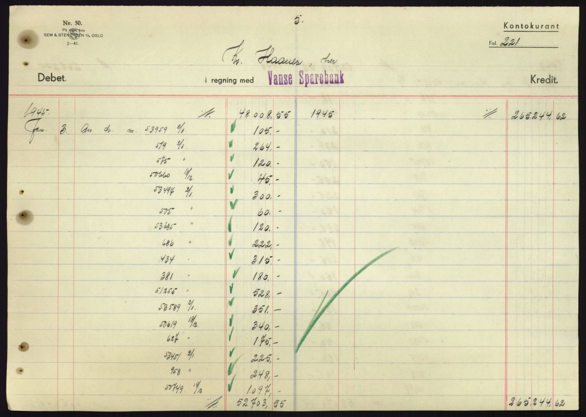 Forsvarsdepartementet, 10. kontor / Oppgjørskontoret, AV/RA-RAFA-1225/D/Db/L0180: Lista oppgjørskontor, 1942-1952, p. 1995
