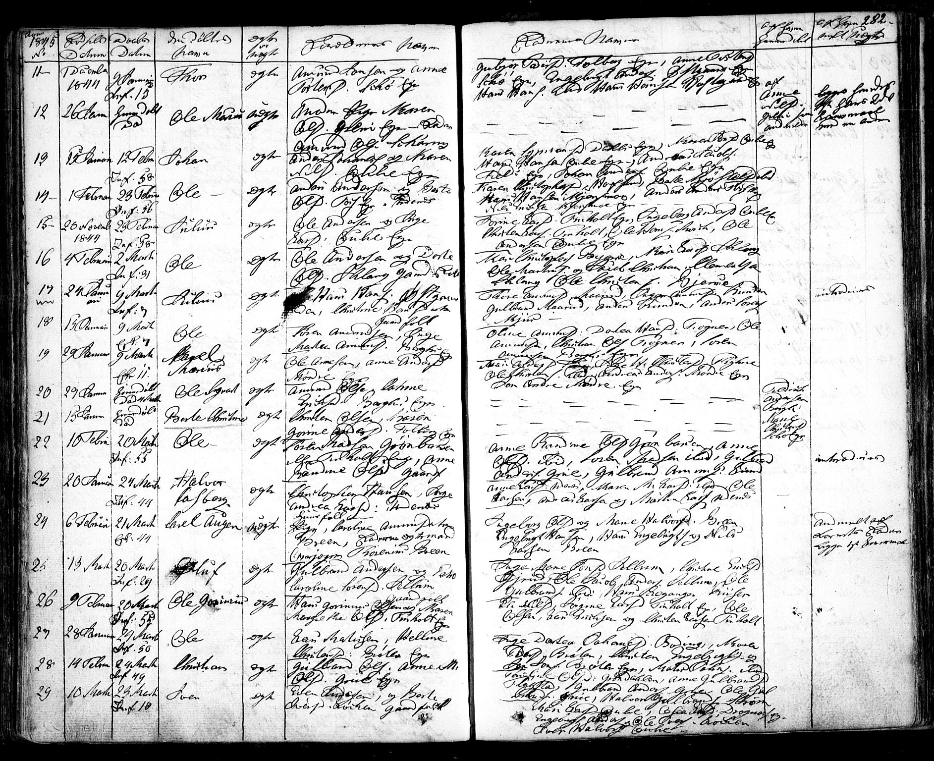 Nes prestekontor Kirkebøker, AV/SAO-A-10410/F/Fa/L0006: Parish register (official) no. I 6, 1833-1845, p. 282