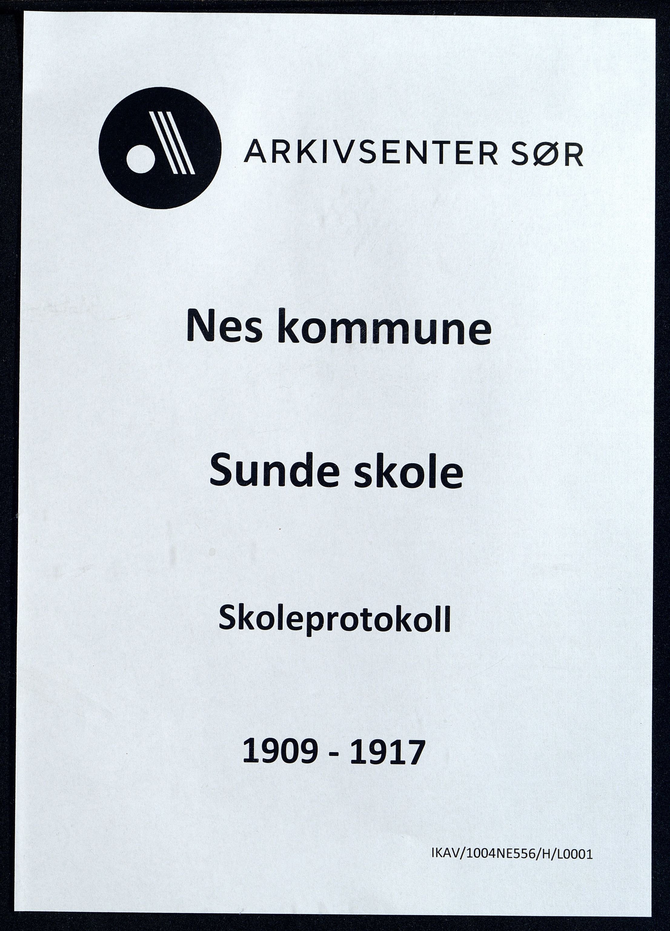 Nes kommune - Sunde Skole, ARKSOR/1004NE556/H/L0001: Skoleprotokoll, 1909-1917